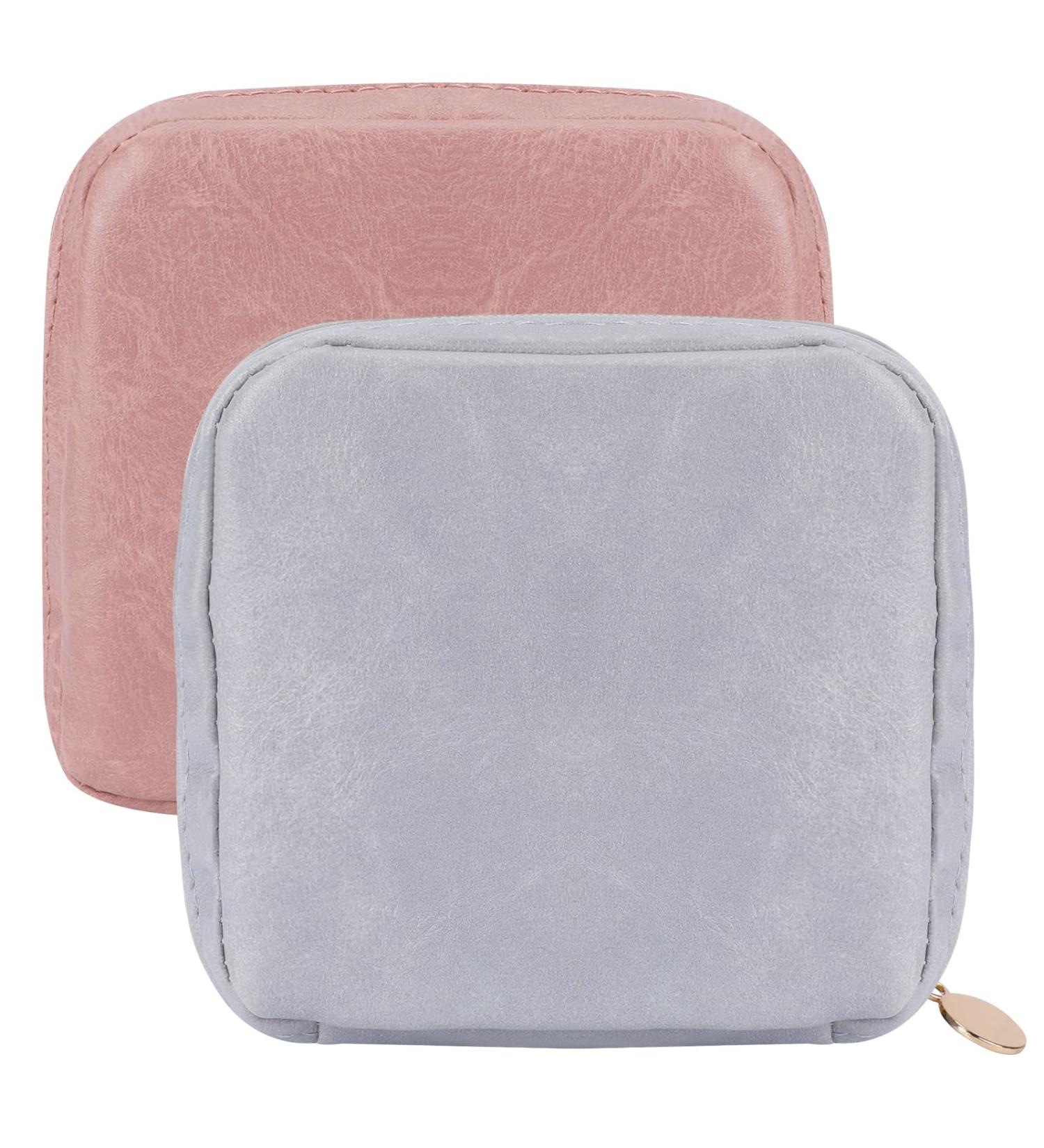 2 Pcs Sanitary Napkin Storage Bag - Period & Menstrual Pad Organizer for Teen Girls & Women - Pink & Blue - Buy Online on GoSupps.com
