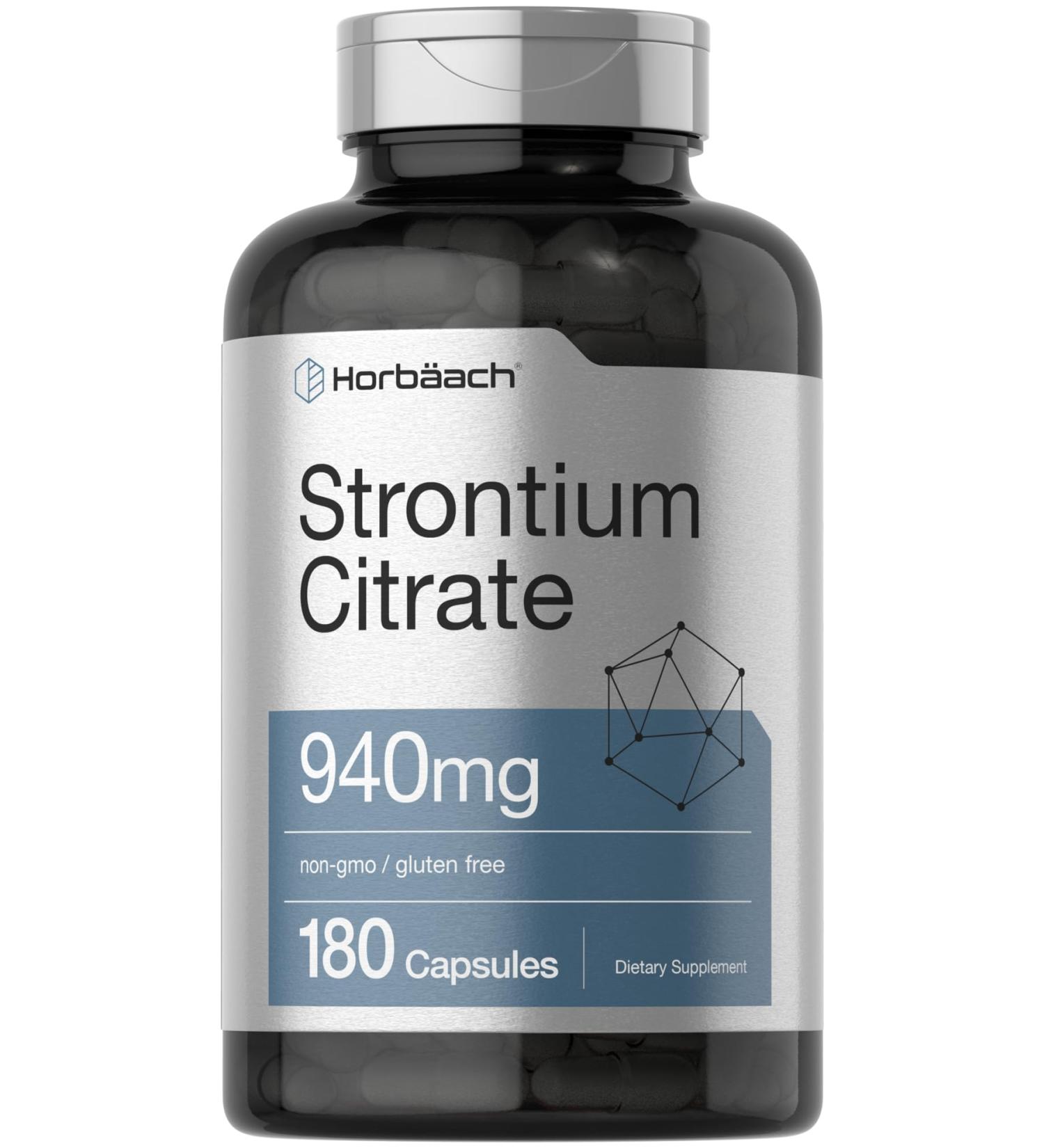 Horb ach Strontium Citrate 940 mg | 180 Capsules | Non-GMO & Gluten Free Supplement - Buy Online on GoSupps.com