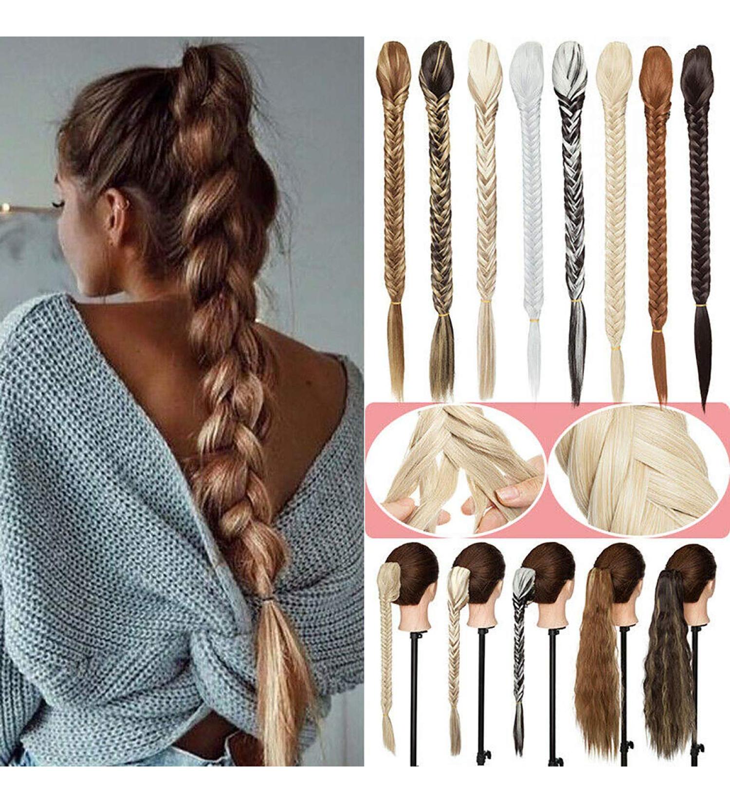 21" Claw Jaw Braiding Hair Piece Fishtail Braids Clip in Hair Extensions Braid Ponytail Extension with a Claw/Jaw Clip Dark Brown Dark Brown 21 inches - Buy Online on GoSupps.com