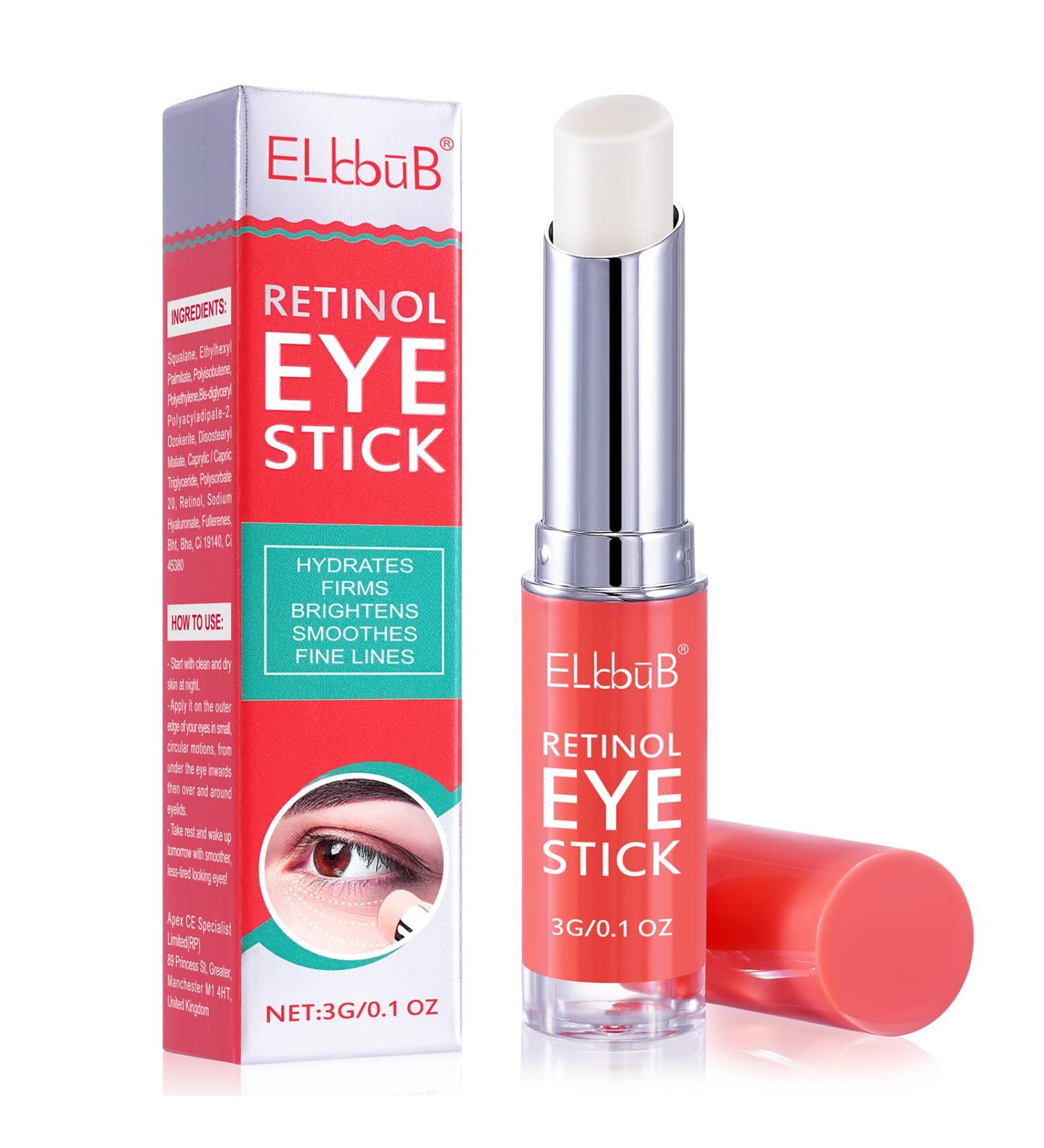 ELBBUB Retinol Eye Stick - Anti Wrinkle Eye Cream for Puffy Eyes Dark Circles Eye Bags Crows Feet Wrinkles Reduces Wrinkles Saggy Skin Puffy Eyes - Buy Online on GoSupps.com