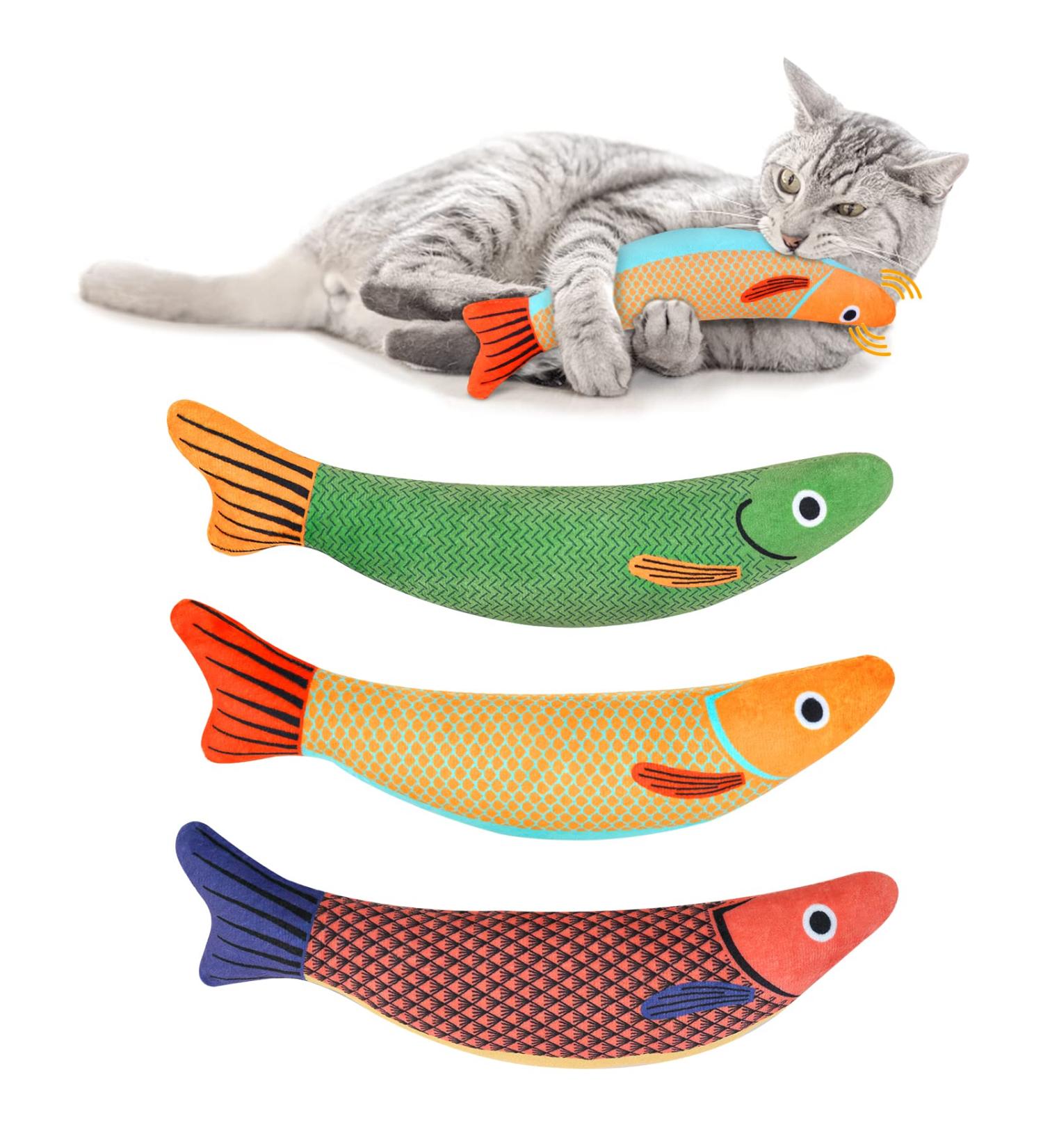 Aibuddy Catnip Toy 3PCS Cat Chew Toys Bite Resistant Catnip Toys with Bell Inside Plush Cartoon Kitten Teething Interactive Toy 1 Count (Pack of 3) - Buy Online on GoSupps.com