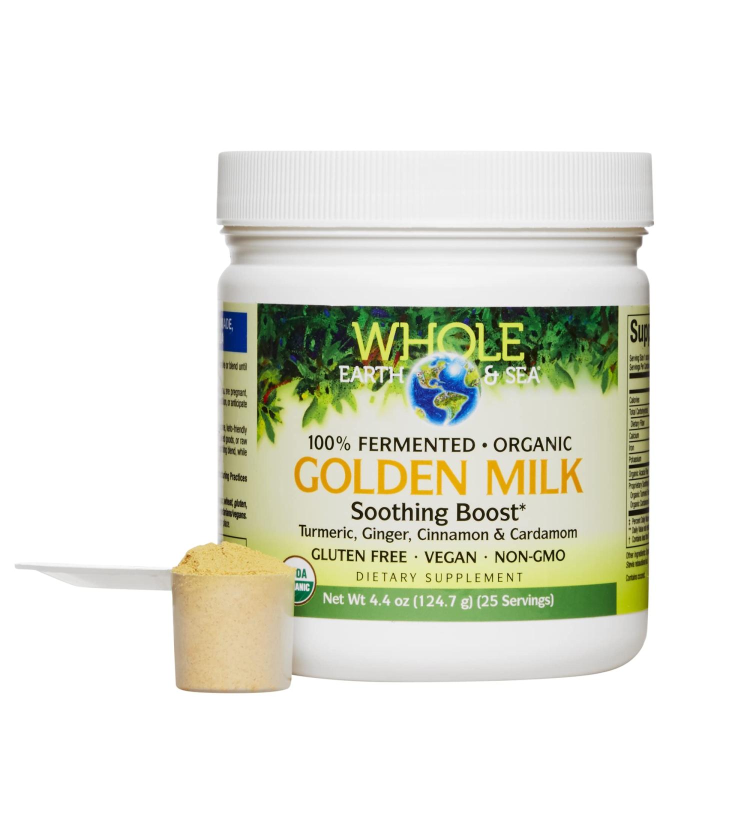 Natural Factors Whole Earth & Sea Golden Milk Soothing Boost 4.4 oz Powder - Buy Online on GoSupps.com