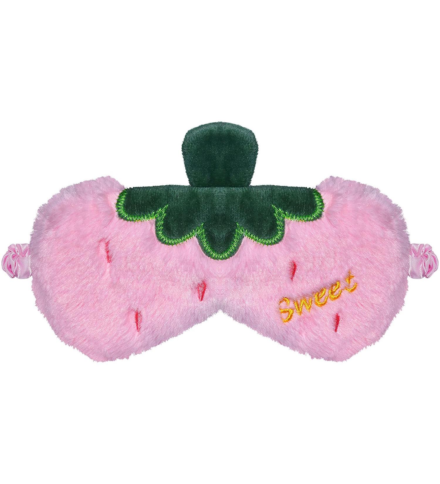 Ulife Mall Strawberry Children Sleep Mask | Soft Plush Cartoon Eye Mask for Kids & Adults | Fun Travel Accessory (Light Pink) - Buy Online on GoSupps.com