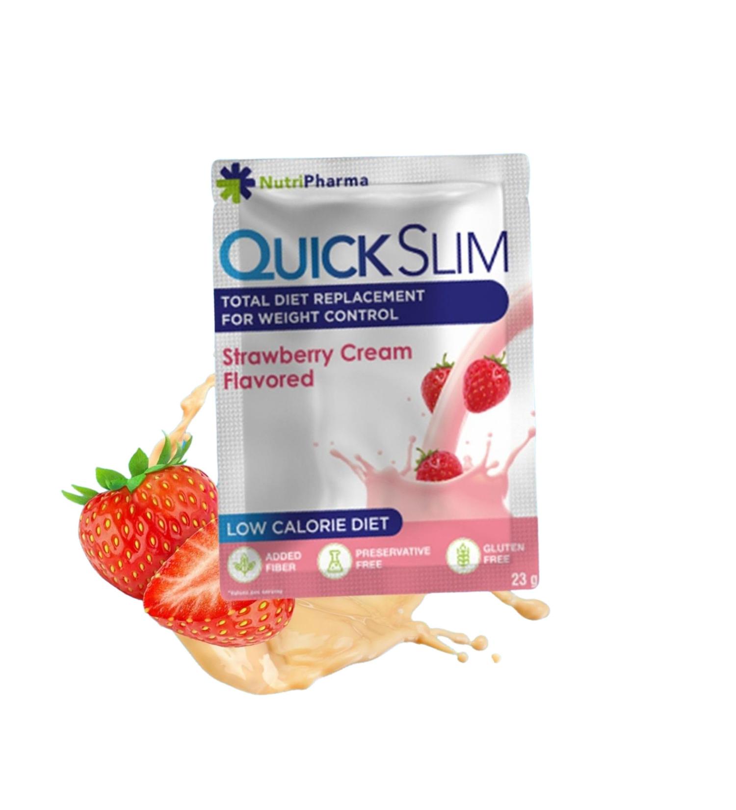 Quick Slim High Protein Meal Replacement Shakes for Weight Loss - Keto Low Carb Gluten Free Strawberry Cream - 1 Serving - Buy Online on GoSupps.com