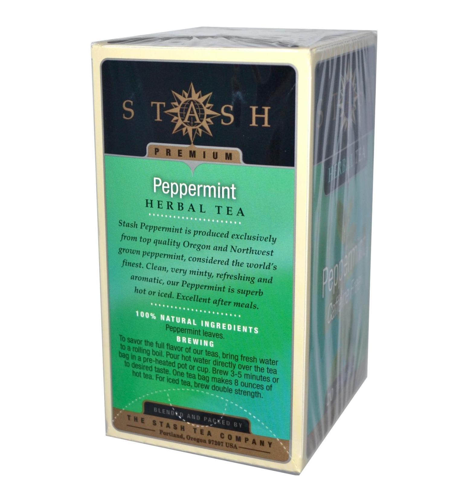 Stash Tea Herbal Tea Peppermint Caffeine Free 20 Tea Bags 0.7 oz (20 g)