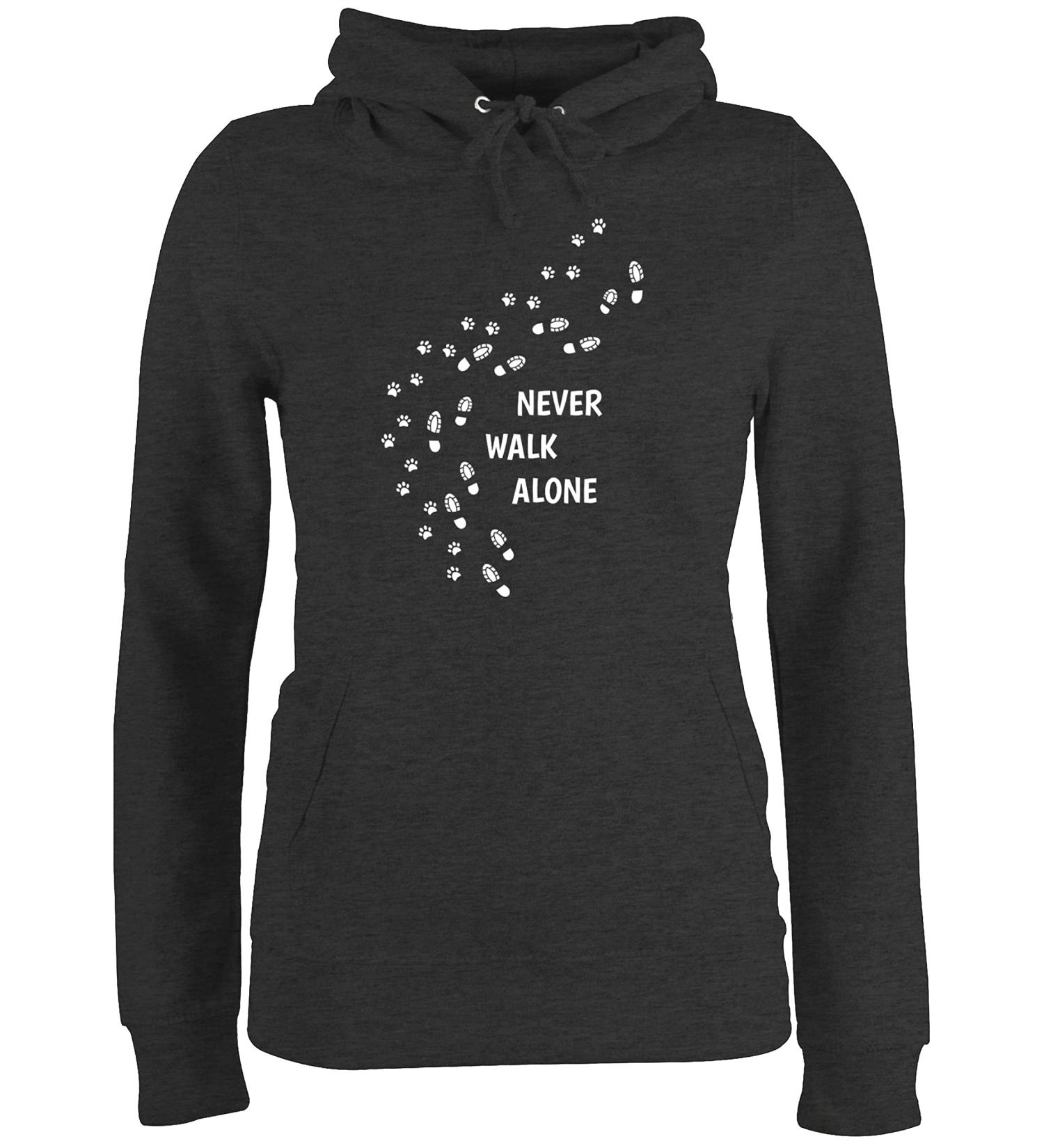 Shirtracer Women s Hoodie - Never Walk Alone Dog Paw Prints Gift - Perfect for Dog Owners - Anthracite Mottled L - Buy Online on GoSupps.com