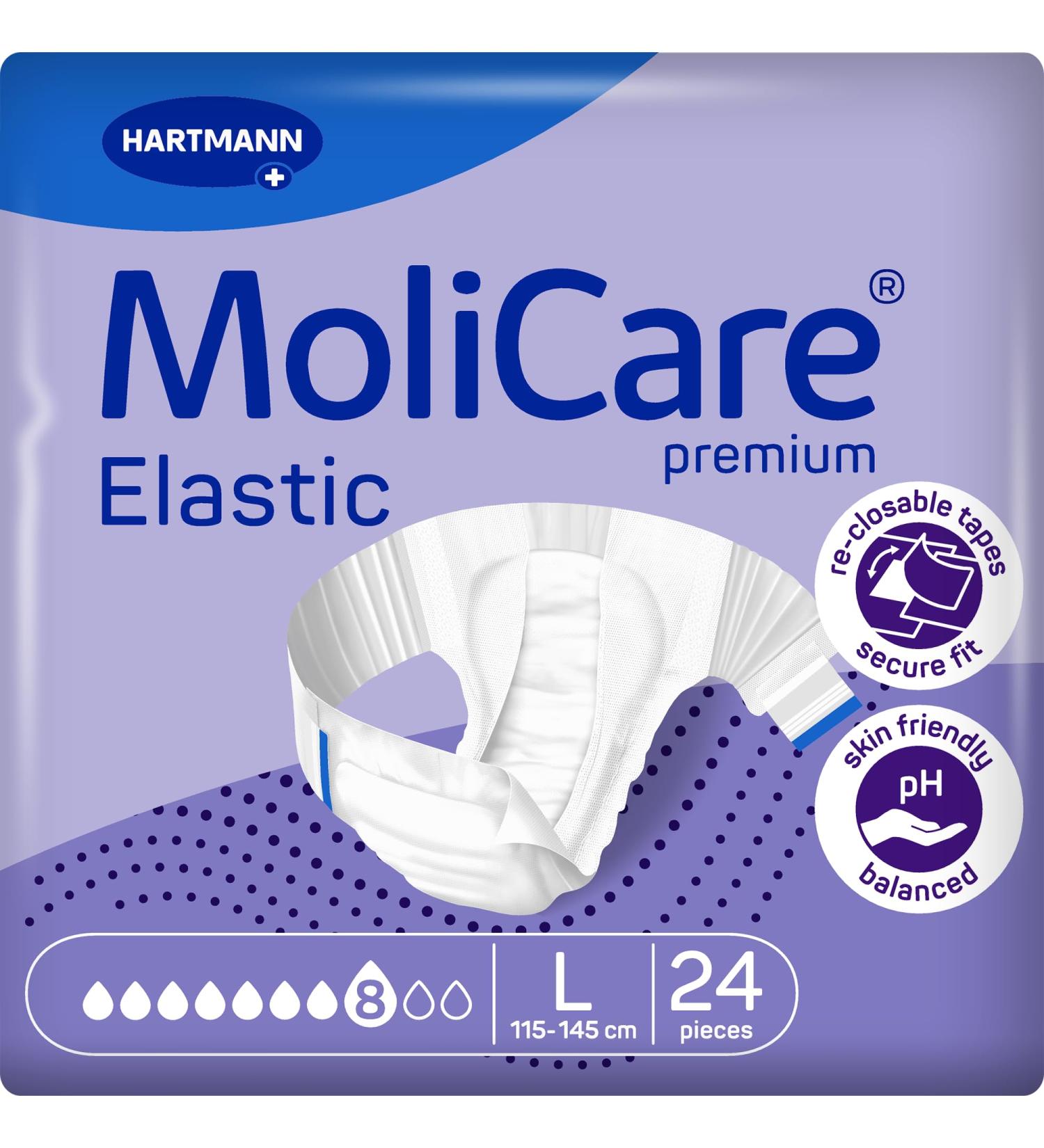 Molicare Premium Elastic Slip for Severe Incontinence - 8 Drops Size L (115-145 cm Hip) - 24 Pieces | Quality Health Products - Buy Online on GoSupps.com