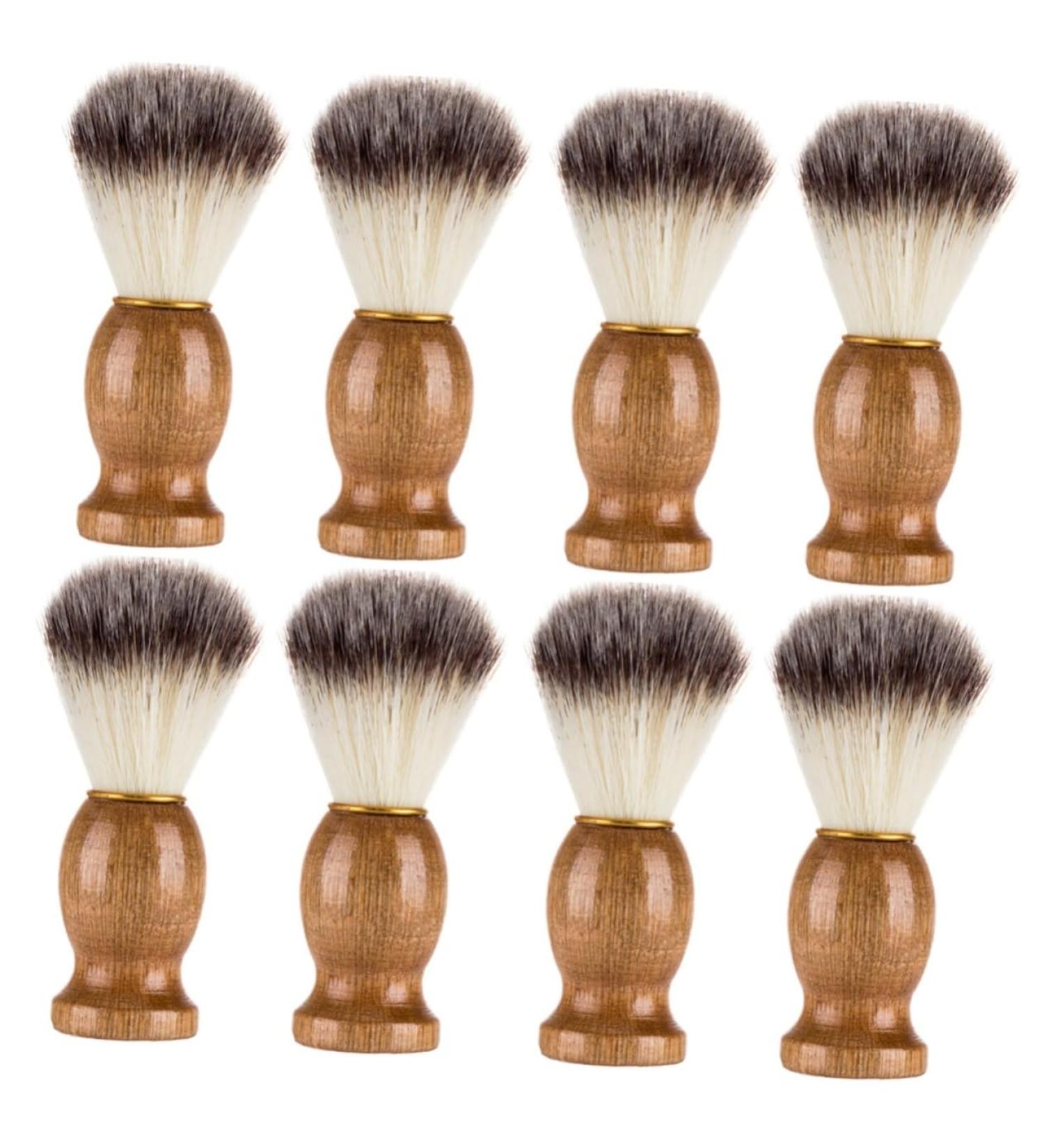 Minkissy Men's Shaving Brush Set - Portable Wooden Handle Razor Brush with Goat Hair Nylon Wool & Stainless Steel - 8 Pieces Ideal for Grooming - Buy Online on GoSupps.com