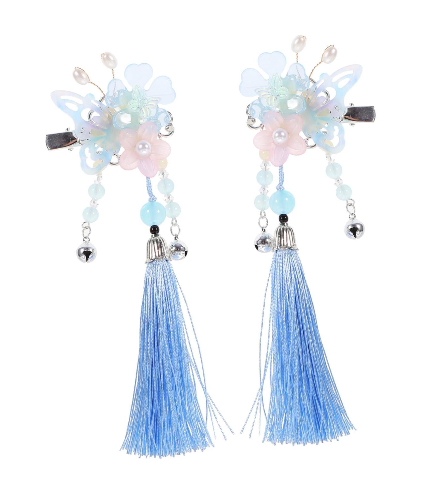 DOITOOL 1 Pair Butterfly Hair Clip Tassel Hair Clips Barrettes for Women Thin Hair Bridal Hair Accessories Hair Barrettes for Women Hanfu Hair Accessories Plastic Bride Girl Asia - Buy Online on GoSupps.com