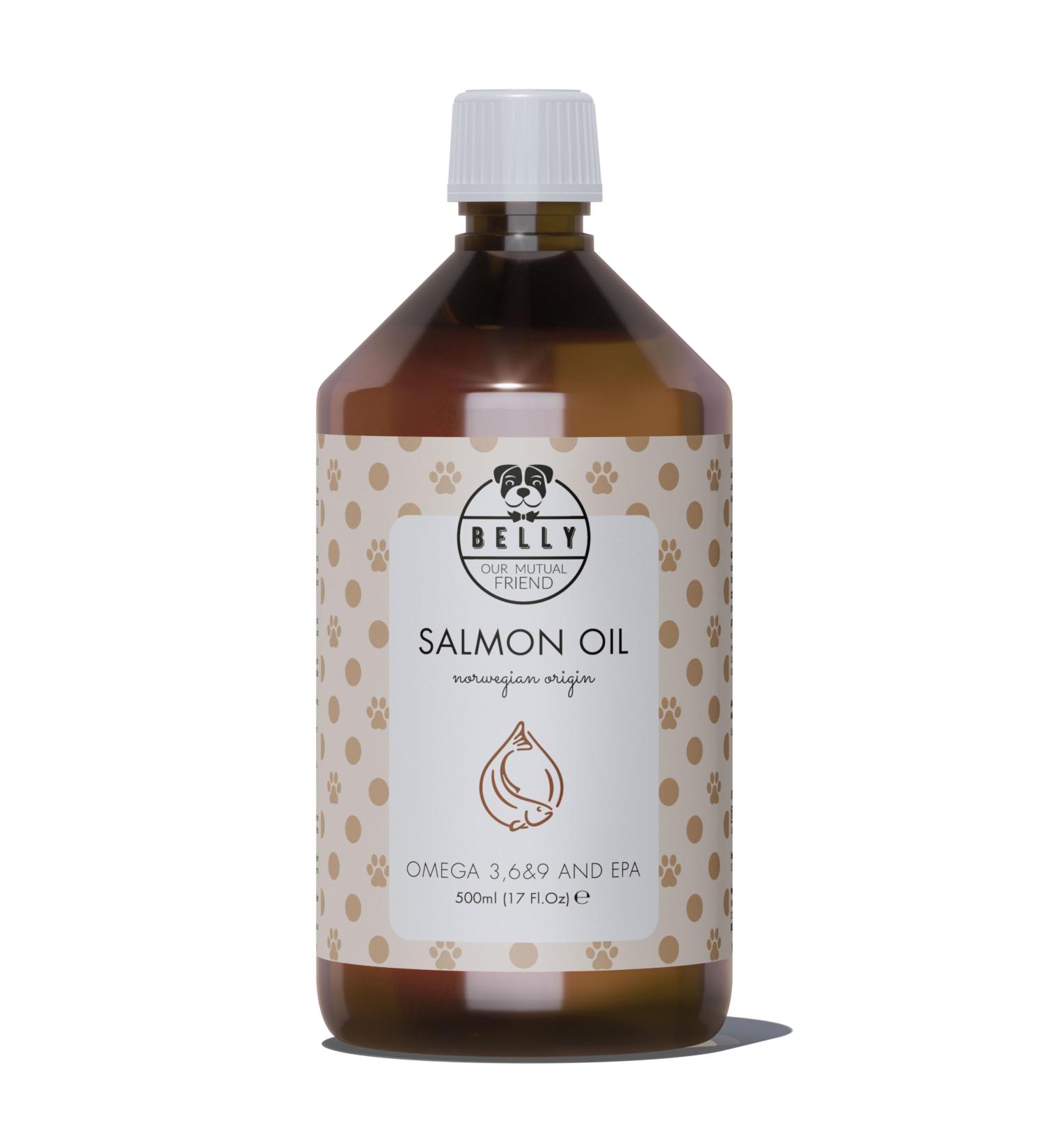 Belly Salmon Oil for Dogs from NORWAY - 0.5L - Cold Pressed - Rich in Omega 3 6 9 Vitamin E - Shiny Coat Strengthened Immune System & Joints - Buy Online on GoSupps.com