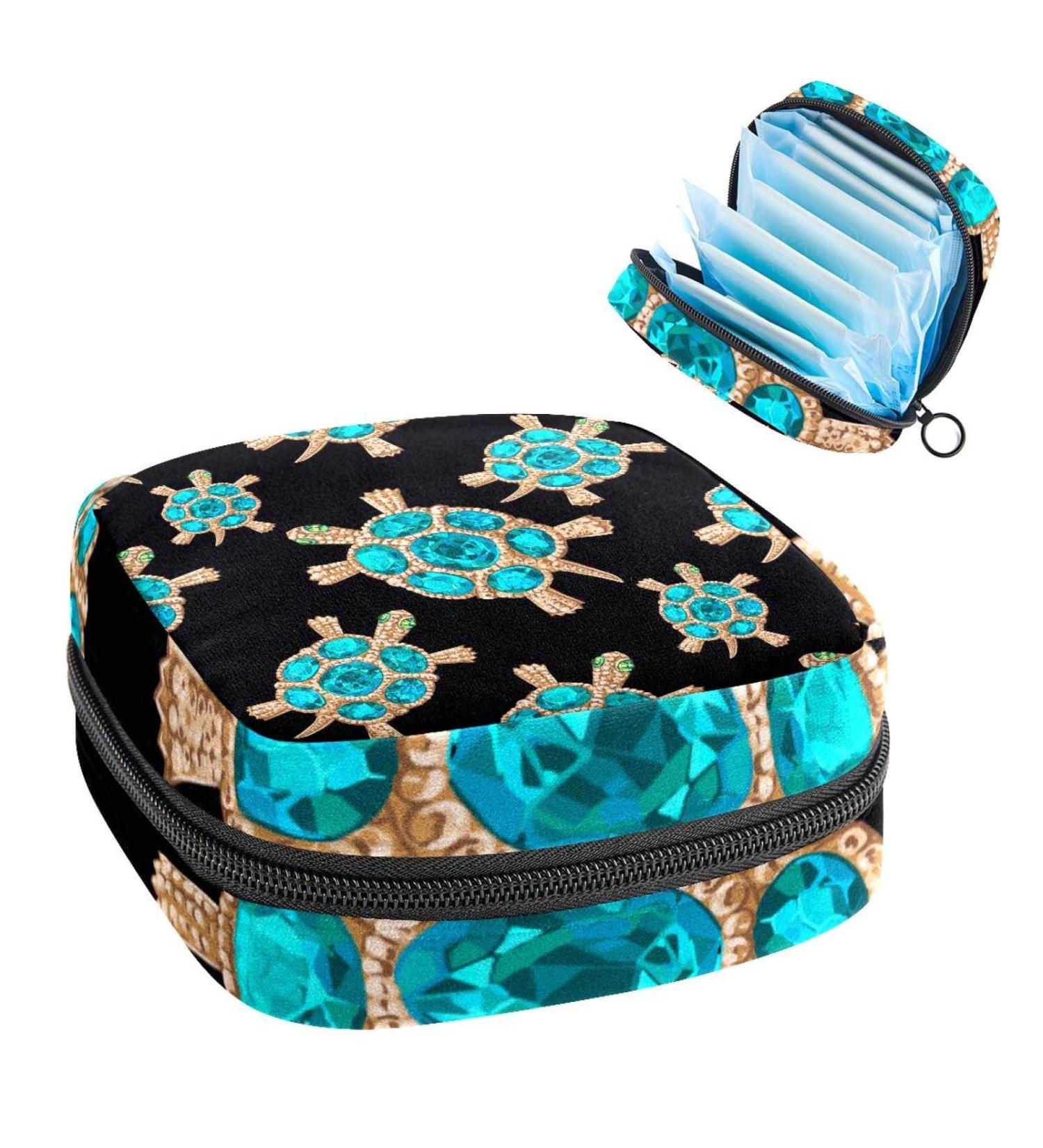 Women's Portable Storage Pockets Stillpad Holder - Blue Turtle & Black Pattern - Period Kit Bag for Girls - Buy Online on GoSupps.com
