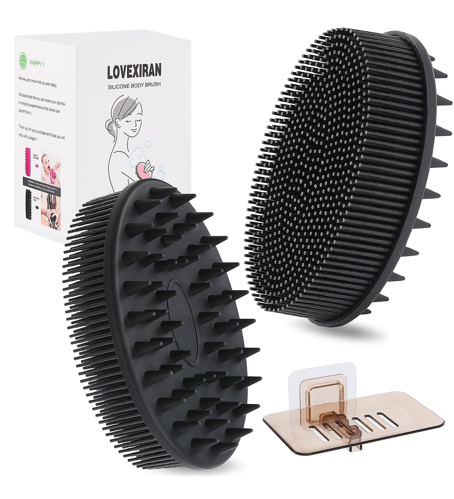 Silicone Body Scrubber Set - Exfoliating Body Brush, More Hygienic & Easy to Clean - Black - Buy Online on GoSupps.com