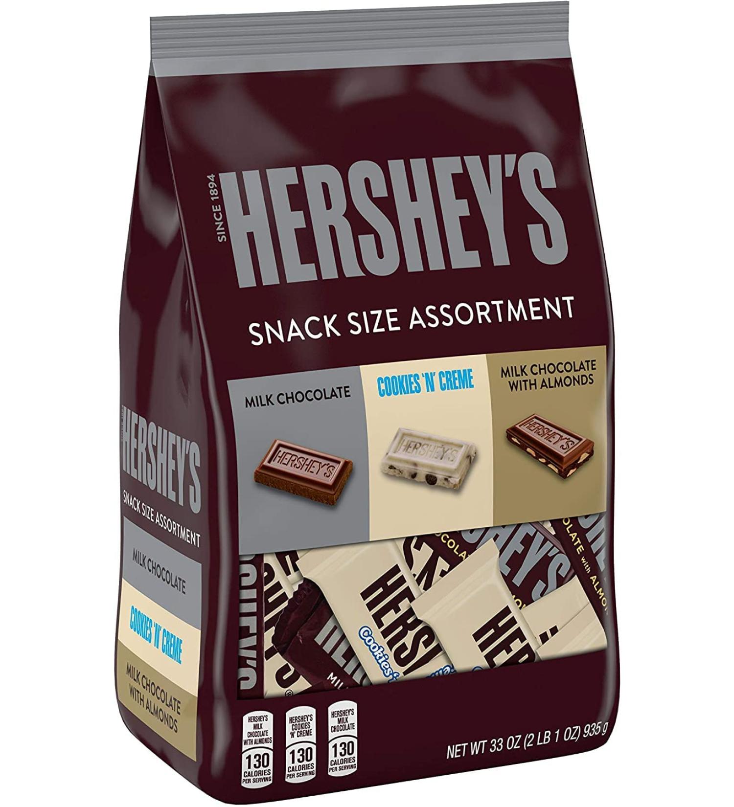Hershey's Assorted Snack Size Candy Bulk - 33 oz Bag | Perfect for Parties and Halloween Treats - Buy Online on GoSupps.com
