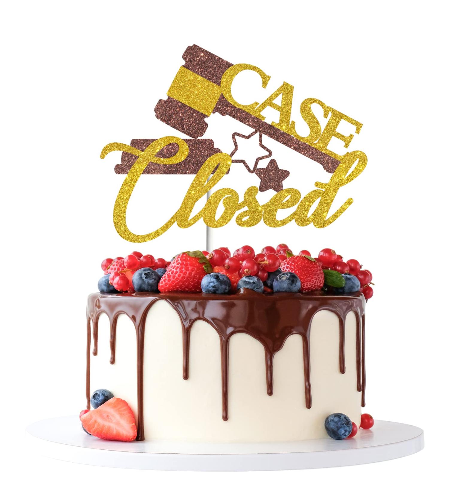 Tenhaisi Gold & Brown Glitter Case Closed Cake Topper 2024 Graduation Party Decoration for Lawyer Congrats Lawyer Grad Sign Cake Decor Law School Survivor Graduation Party Supplies - Buy Online on GoSupps.com