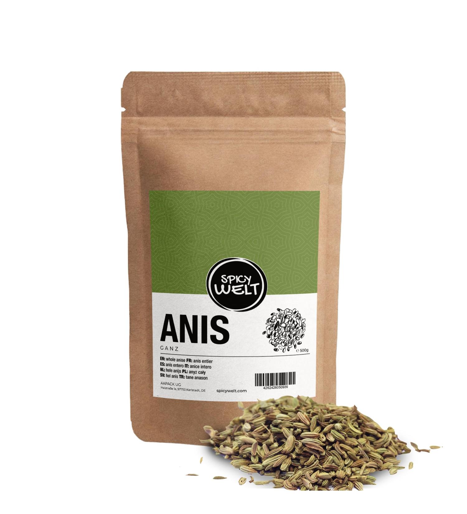 Spicy Welt Whole Green Anise - Premium Quality Anise Seeds for Infusions Desserts Spice Mixes & Pastry | Sweet & Aromatic Flavour | 100% Natural No Additives (500g) - Buy Online on GoSupps.com