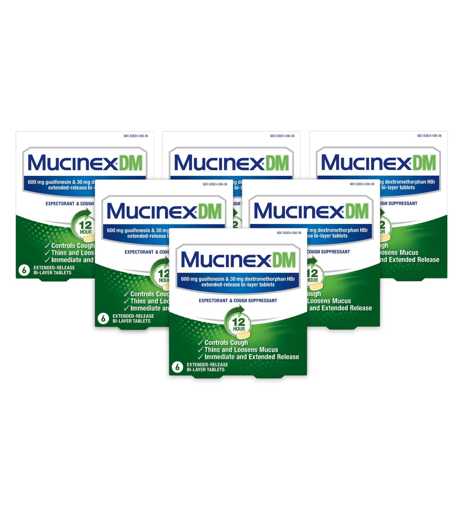 Mucinex DM 12 Hr Expectorant & Cough Suppressant Tablets - 6ct Pack (6 Packs) | Buy Internationally - Buy Online on GoSupps.com