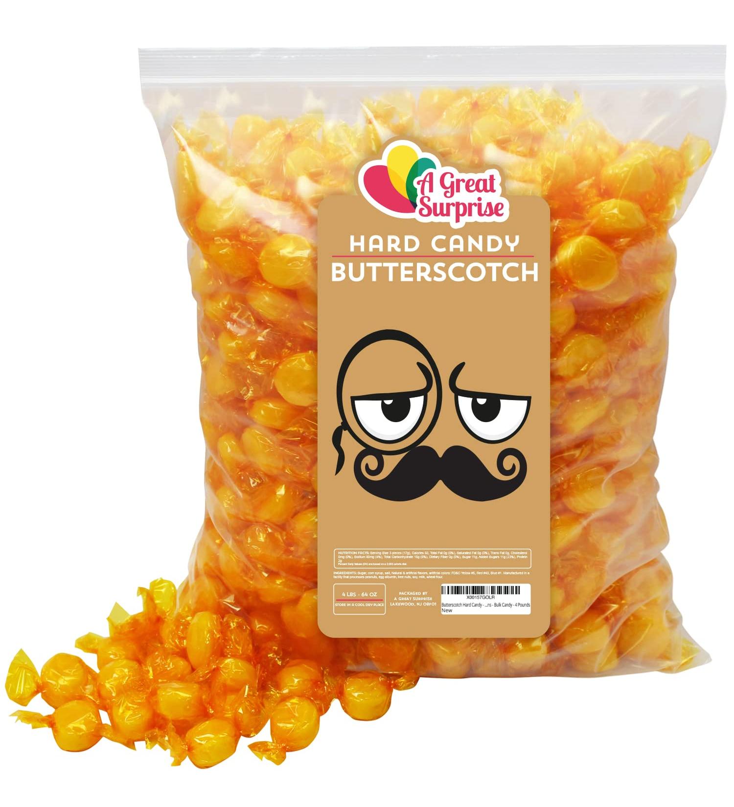 Butterscotch Hard Candy - Individually Wrapped Yellow Discs Buttons - 4 Pounds - Buy Online on GoSupps.com