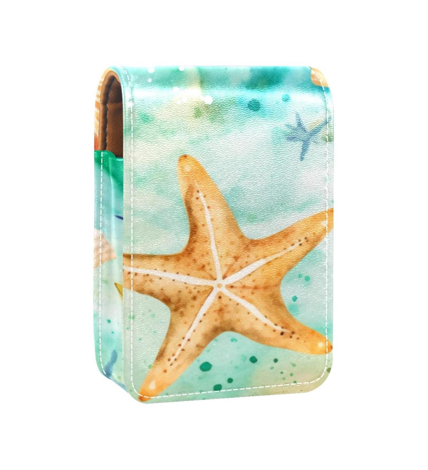 Travel Lipstick Organizer Case - Portable Makeup Bag with Mirror | Colorful Shell Art Pattern | Shop Now - Buy Online on GoSupps.com