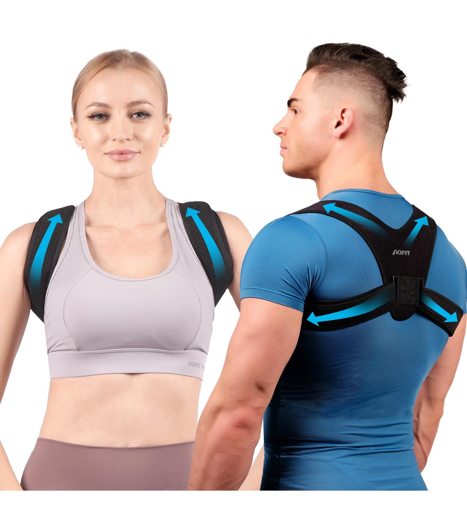 Posture Corrector for Men & Women | Adjustable Upper Back Brace | Soft Fabric | Pain Relief & Comfort | Invisible Under Clothes - Buy Online on GoSupps.com
