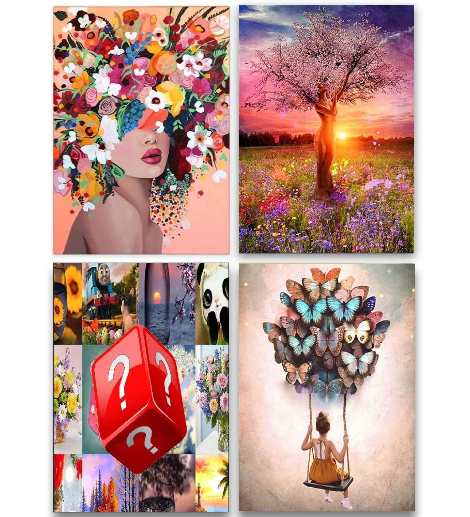 Eterkosu Flowers Paint by Number Kit - DIY Tree of Life Adult Painting Set for Beginners - 4 Pack Canvas Paint by Numbers for Adults and Kids Crafts - Buy Online on GoSupps.com