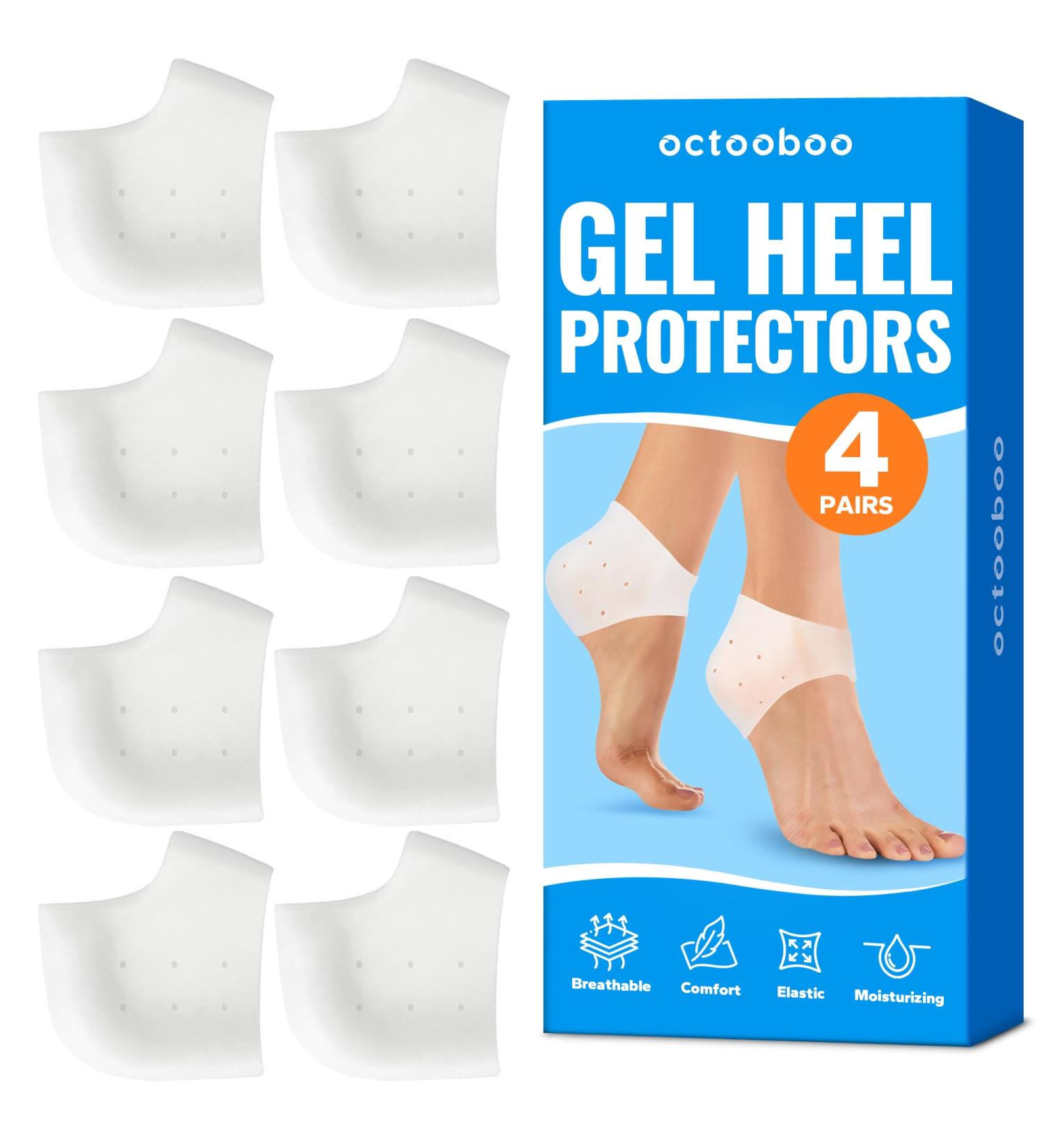 Buy Silicone Heel Protectors - Gel Comfort for Heel Pain Cracked Feet & Blisters | 4 Pairs for Moisturizing Relief & Plantar Fasciitis Support - Buy Online on GoSupps.com
