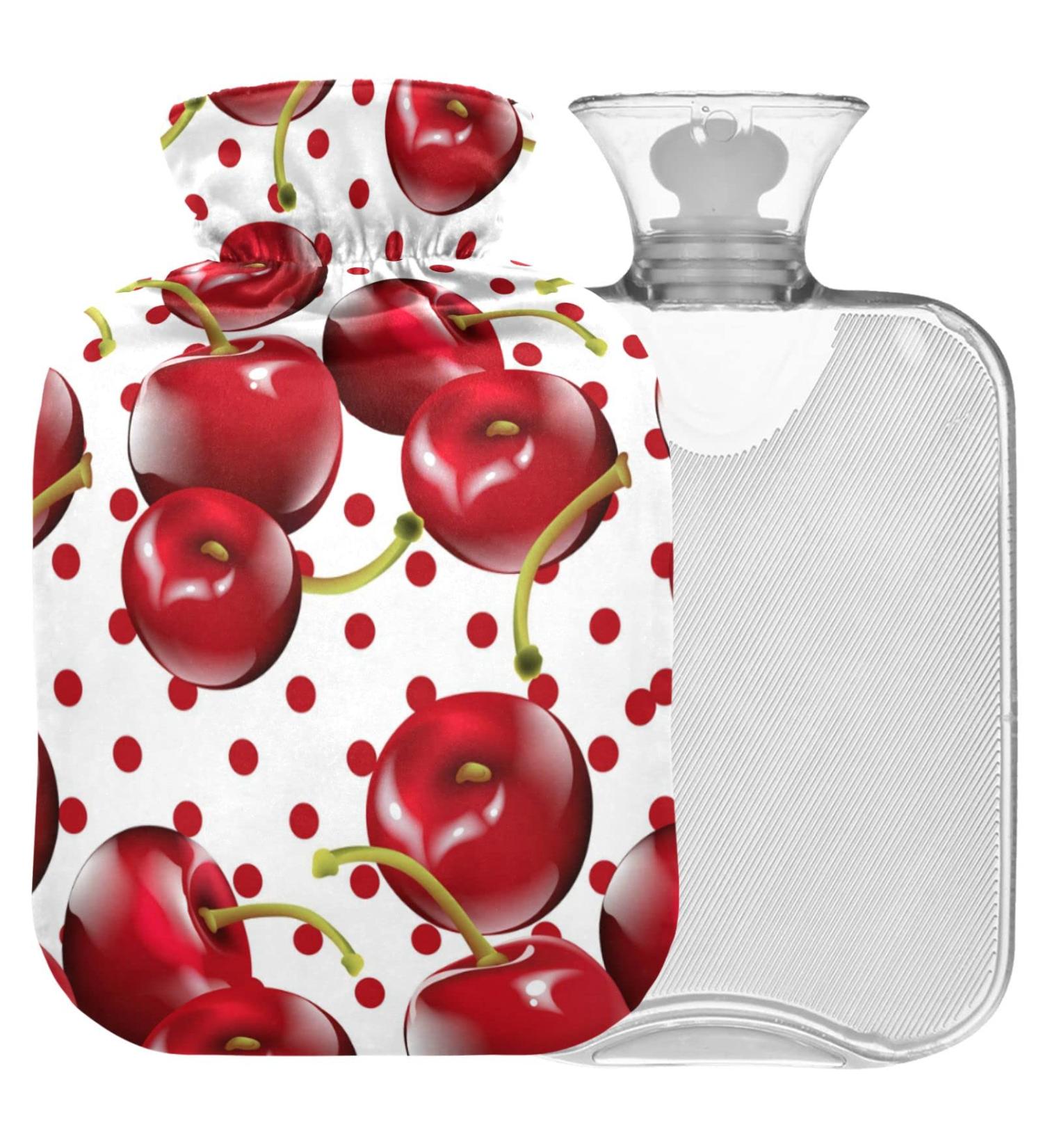 Naanle Polka Dots Cherry Hot Water Bottle | 1L Transparent Heat Bottle for Bed & Pain Relief | Warm & Cold Therapy - Buy Online on GoSupps.com