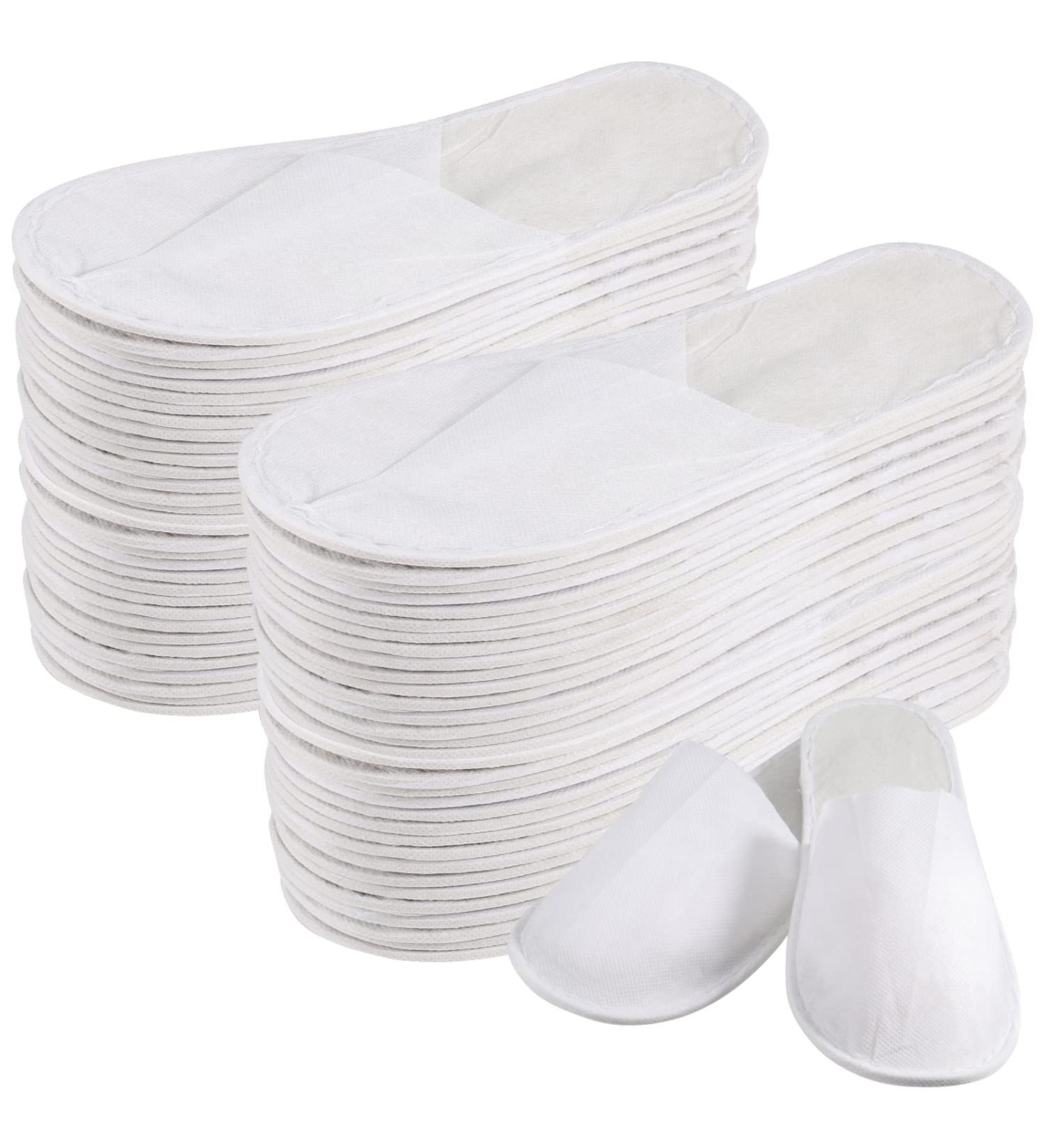 40 Pairs White Disposable Slippers - Soft Closed Toe One Size Fits All for Travel Home Hotels Salons & More - Buy Online on GoSupps.com