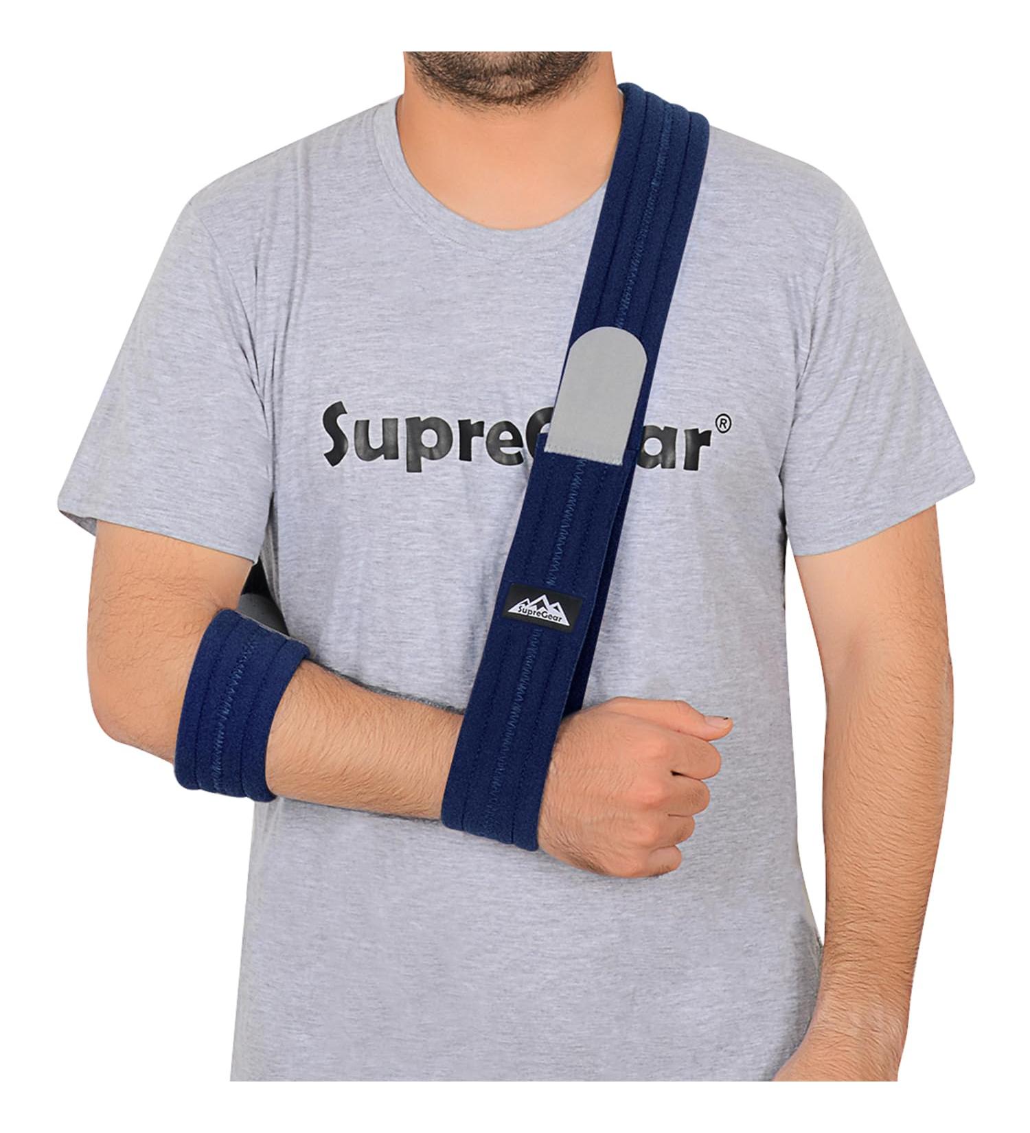Supregear Adjustable Lightweight Arm Sling | Breathable Shoulder Immobilizer Support 180cm - Dark Blue - Buy Online on GoSupps.com