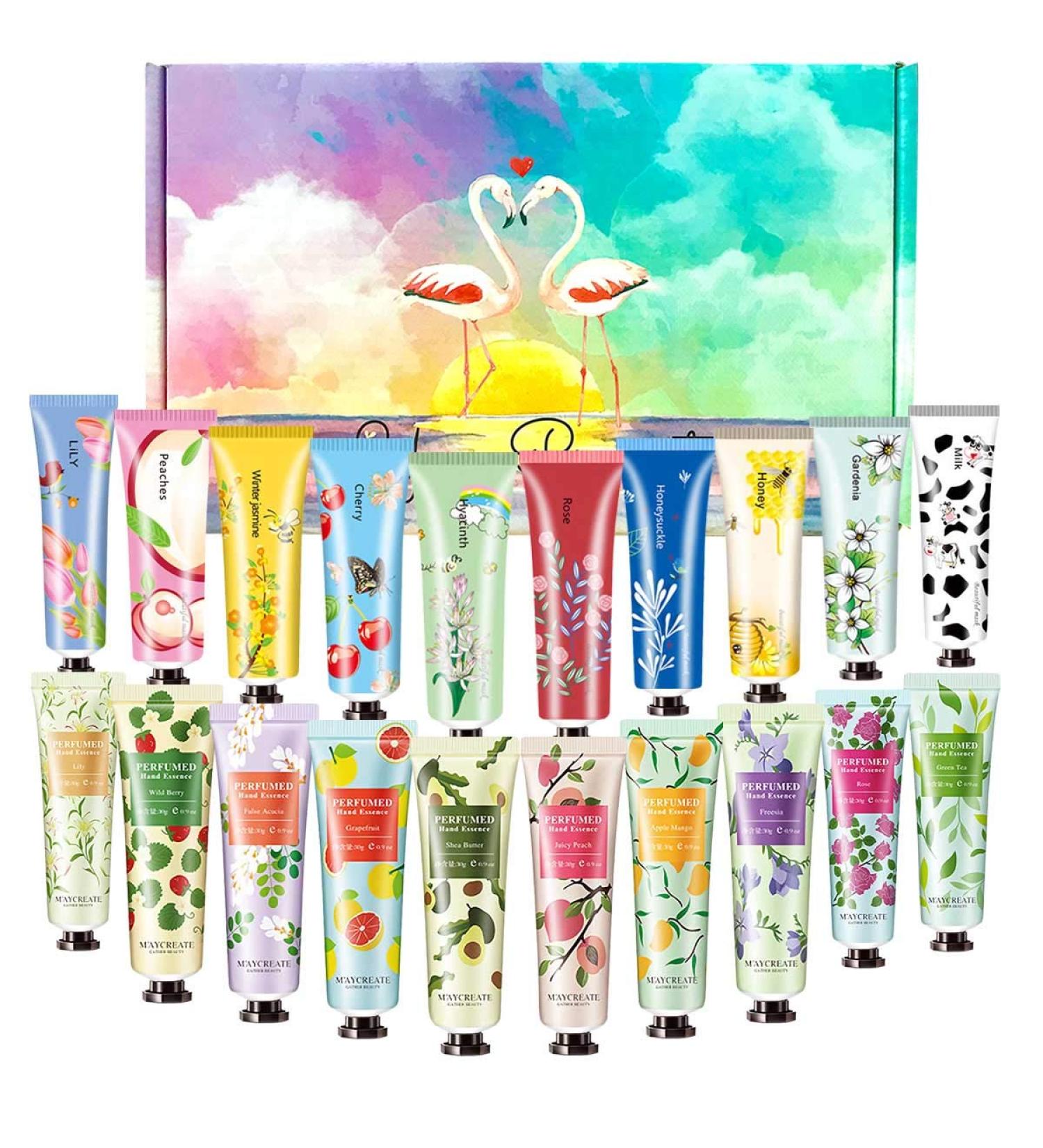 SmoBea 20 Pack x 30ml Plant Fragrance Hand Cream Gift Set | Mini Natural Moisturizing Hand Lotion | Deep Hydrating Non-Greasy Formula with Aloe & Fruit Extracts - Buy Online on GoSupps.com