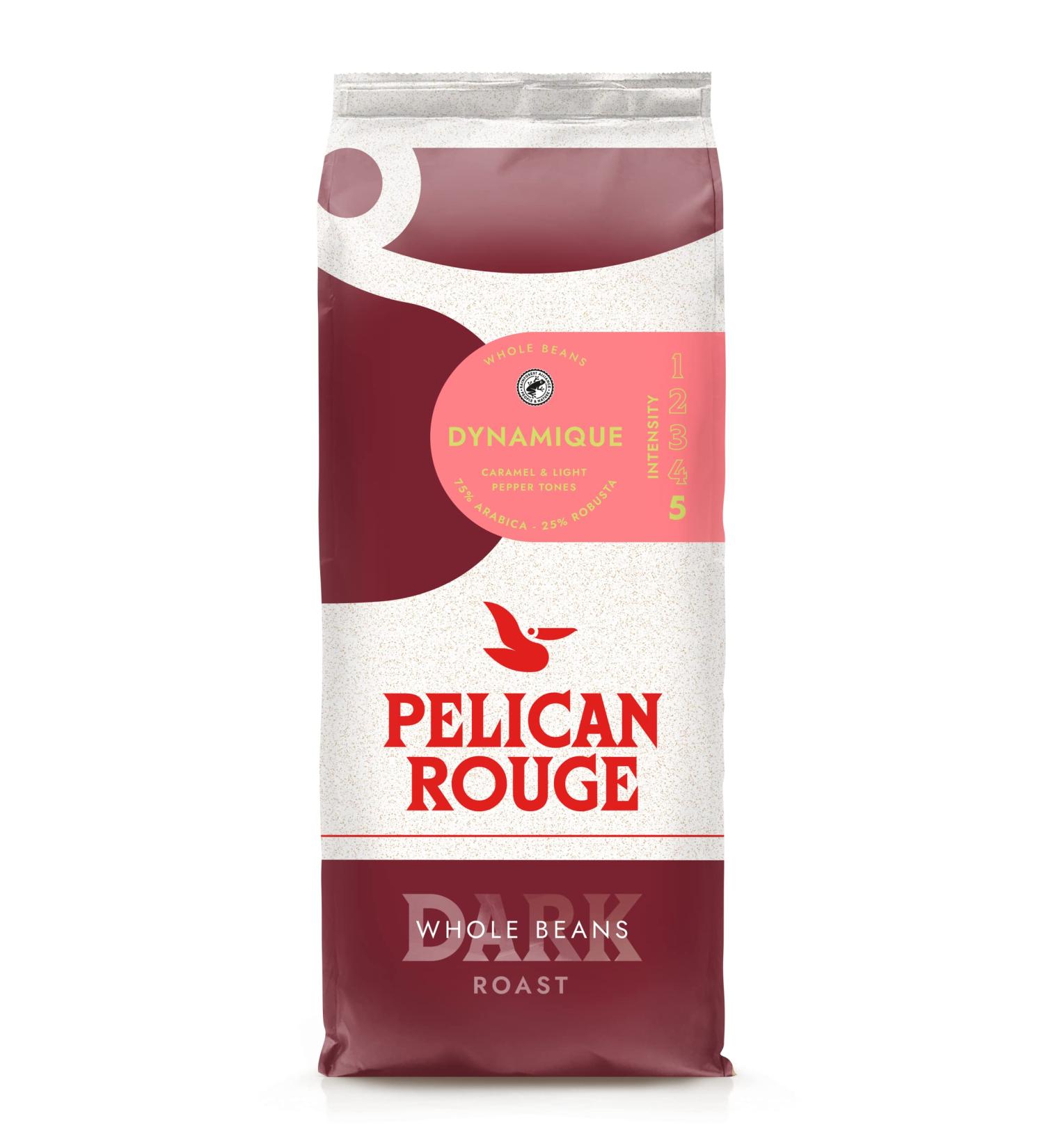 Pelican Rouge DYNAMIQUE Whole Dark Roasted Coffee Beans | 75 percent Arabica | Rainforest Alliance Certified | New 2023 blend | 1kg bag | Fully-recyclable packaging - Buy Online on GoSupps.com