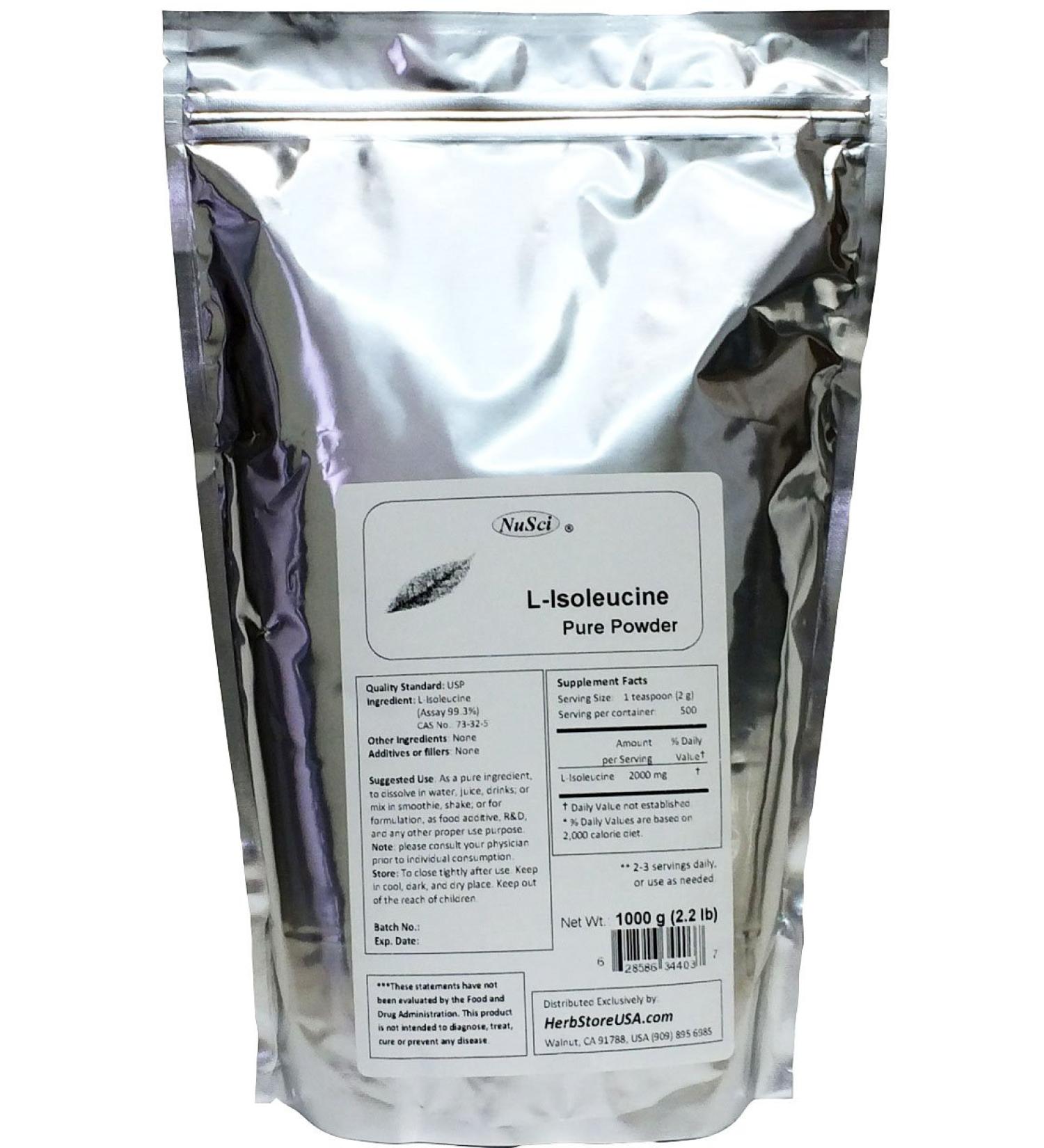 NuSci L-Isoleucine 1000g (2.2lb 35.2 oz) Pure Powder