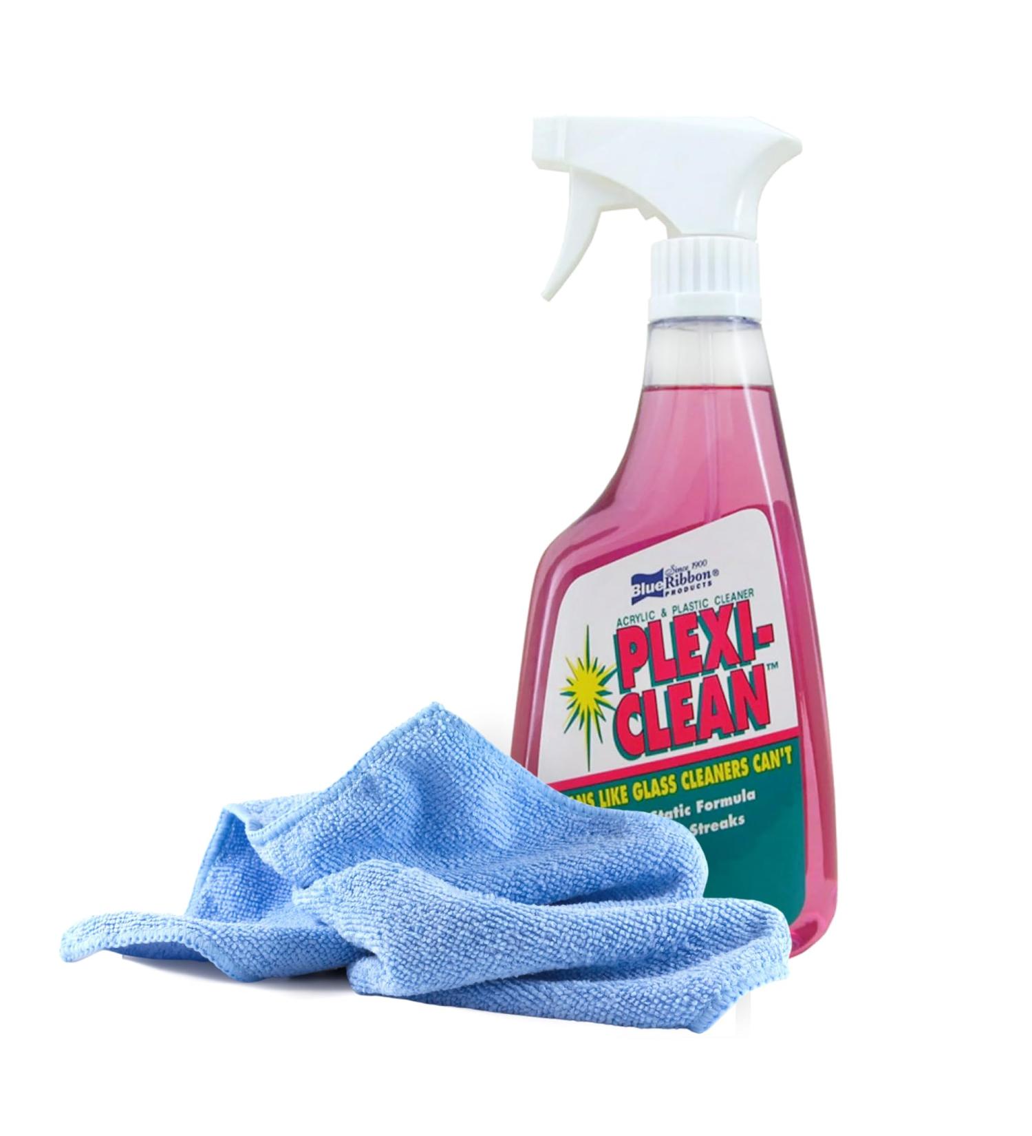 Black Swan Distributors | Blue Ribbon Plexi-Clean Acrylic & Plastic Cleaner (16 oz) + Microfiber Cloth (15x15 in) - Best International Household Surface Cleaner Kit - Buy Online on GoSupps.com