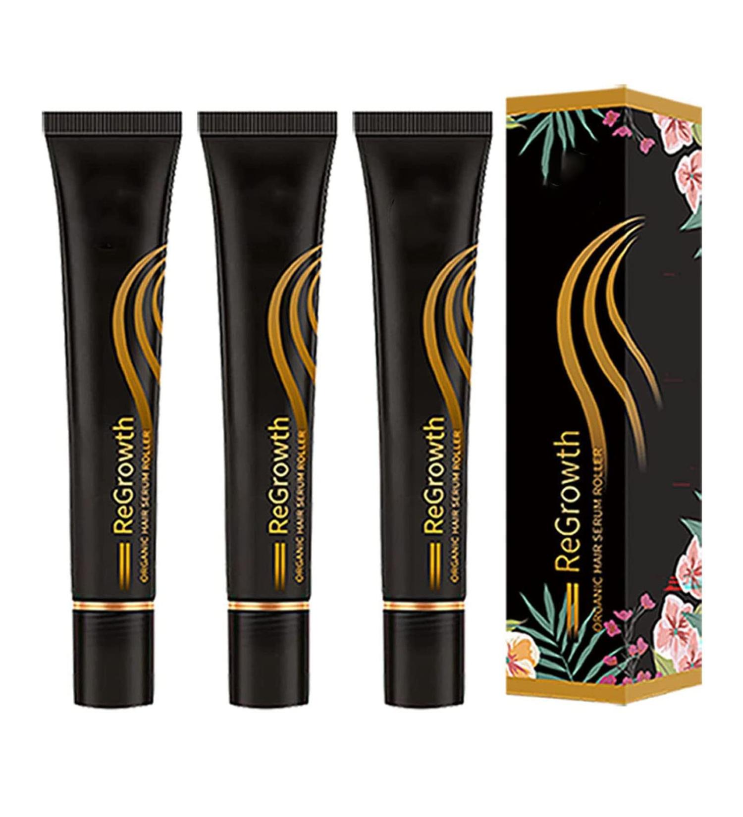 20ml Organic Hair Regrowth Serum Roller Set | Herbal Scalp Intense Roll-On for Men & Women | Triple Massager Hair Growth Essence (3PCs) - Buy Online on GoSupps.com