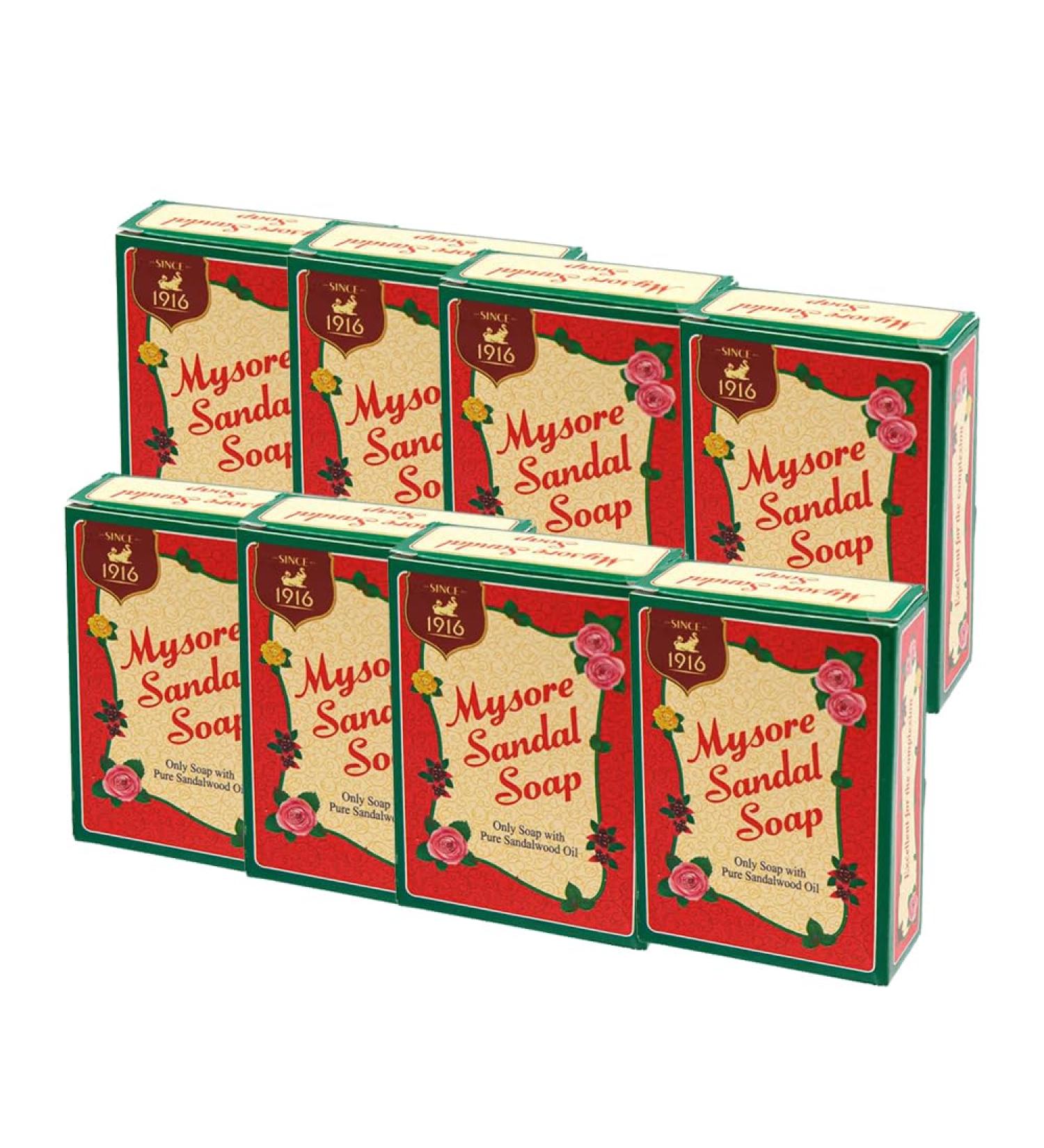  Bizzico Mysore Sandalwood Soap | 75 g | Bath Soap | With Sandalwood Oil | Herbal Ayurveda | Health and Beauty | Indian Origin (Pack of 8) - Buy Online on GoSupps.com