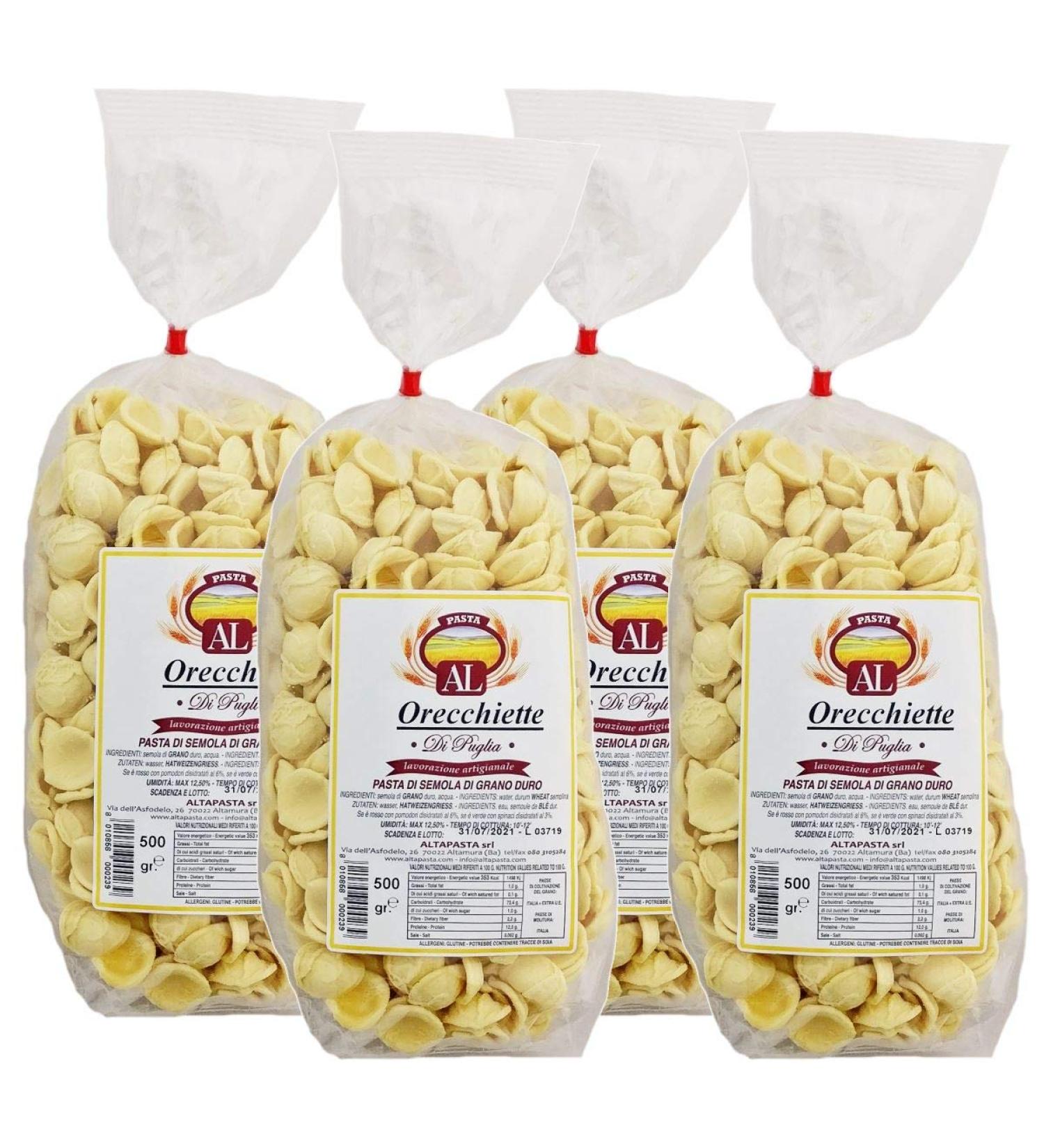 Fresh Orecchiette Pasta from Italy - Handcrafted 4x500g - Authentic Bronze-Die Original Orecchiette - Buy Online on GoSupps.com