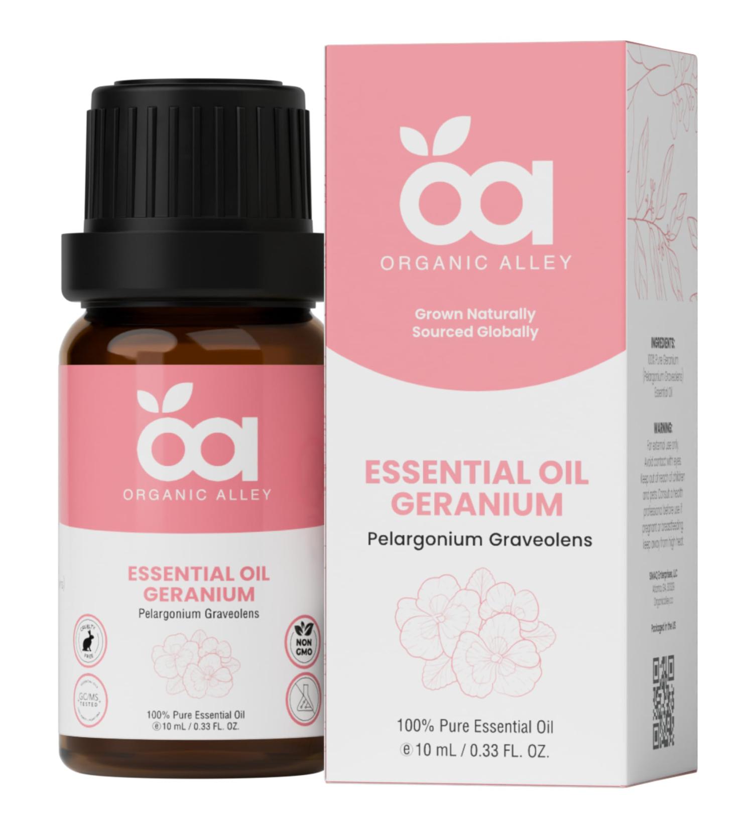 Egyptian Geranium Essential Oil by Organic Alley | 100% Pure Undiluted & Natural Pelargonium Graveolens Essential Oil | Non-GMO for Hormonal Balance Skin Mood & Pleasant Scent (0.33 Fl Oz) - Buy Online on GoSupps.com