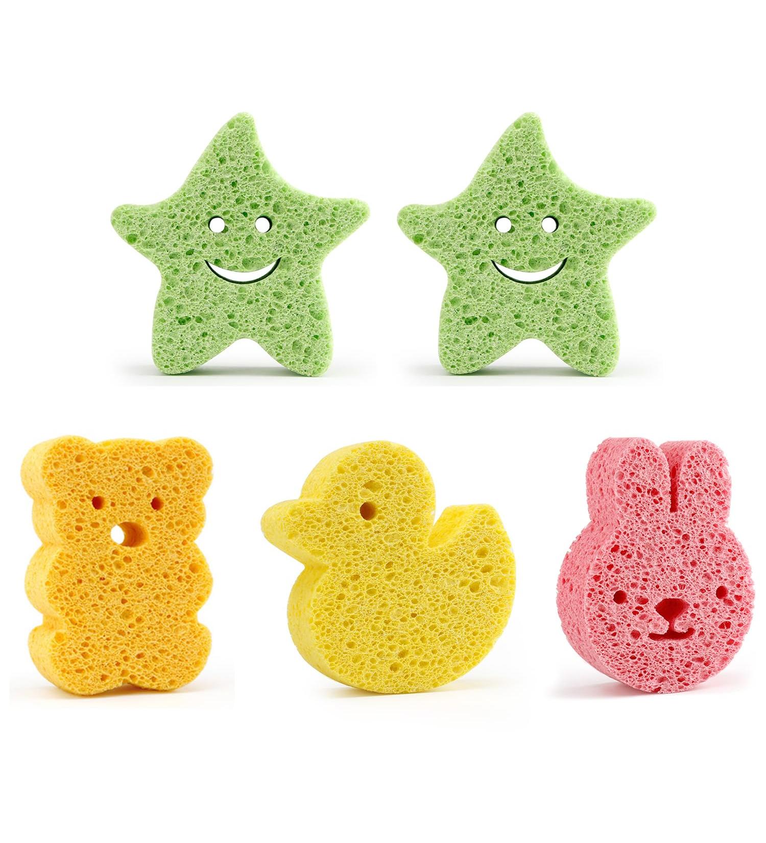 5pcs Cute Cartoon Baby Bath Sponges - Animal Loofahs for Newborns | Soft & Safe Kids Bathing Sponges - International Shipping Available - Buy Online on GoSupps.com