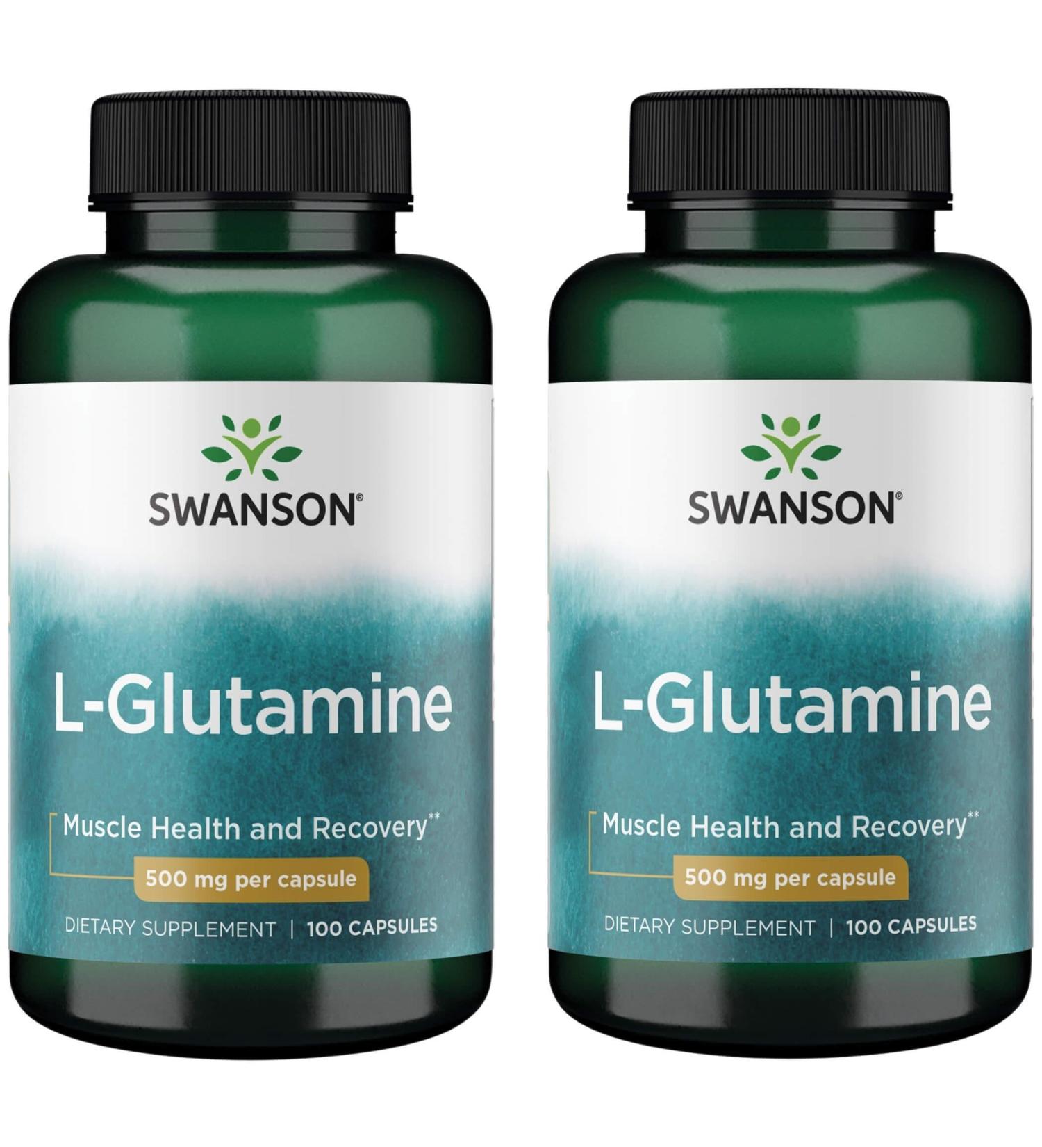 Swanson Amino Acid L-Glutamine 500 Milligrams 100 Capsules (2 Pack)