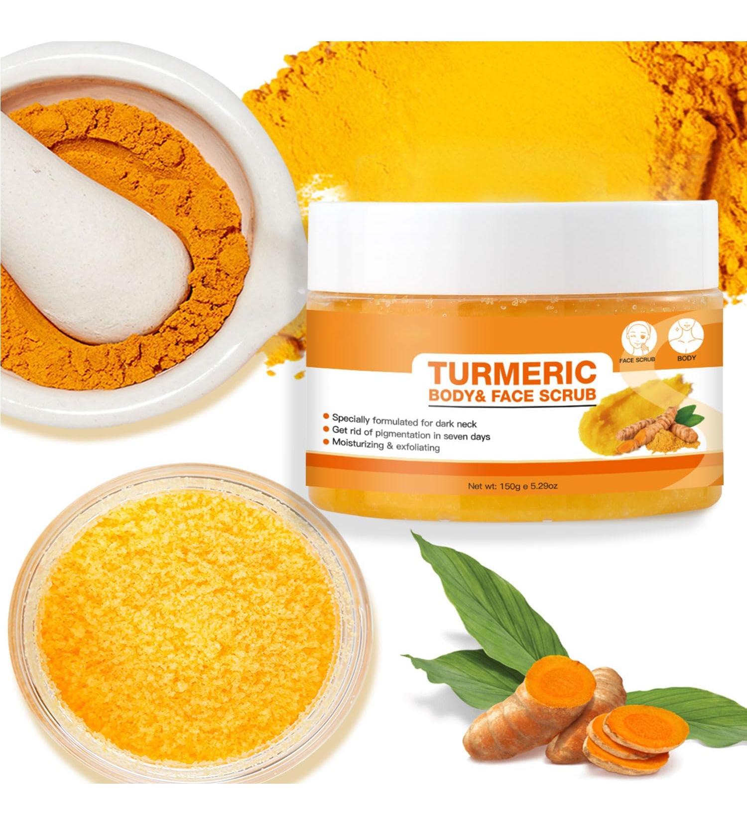 Turmeric Body Scrub - Dark Spot Exfoliating Body Scrub for Face & Neck Armpit Foot Butt Back - Moisturizing Body Exfoliator Scrub & Acne Blackhead Remover - Natural Body Skin Care Scrub - Buy Online on GoSupps.com
