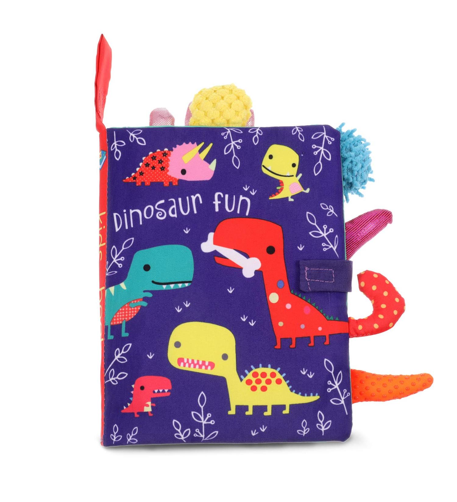 SOSPIRO Baby Cloth Book - Soft Baby Book with 3D Animal Tails for Toddlers | Safe Nontoxic Learning Toy for Babies 0-3 Years (Dinosaur) - Buy Online on GoSupps.com