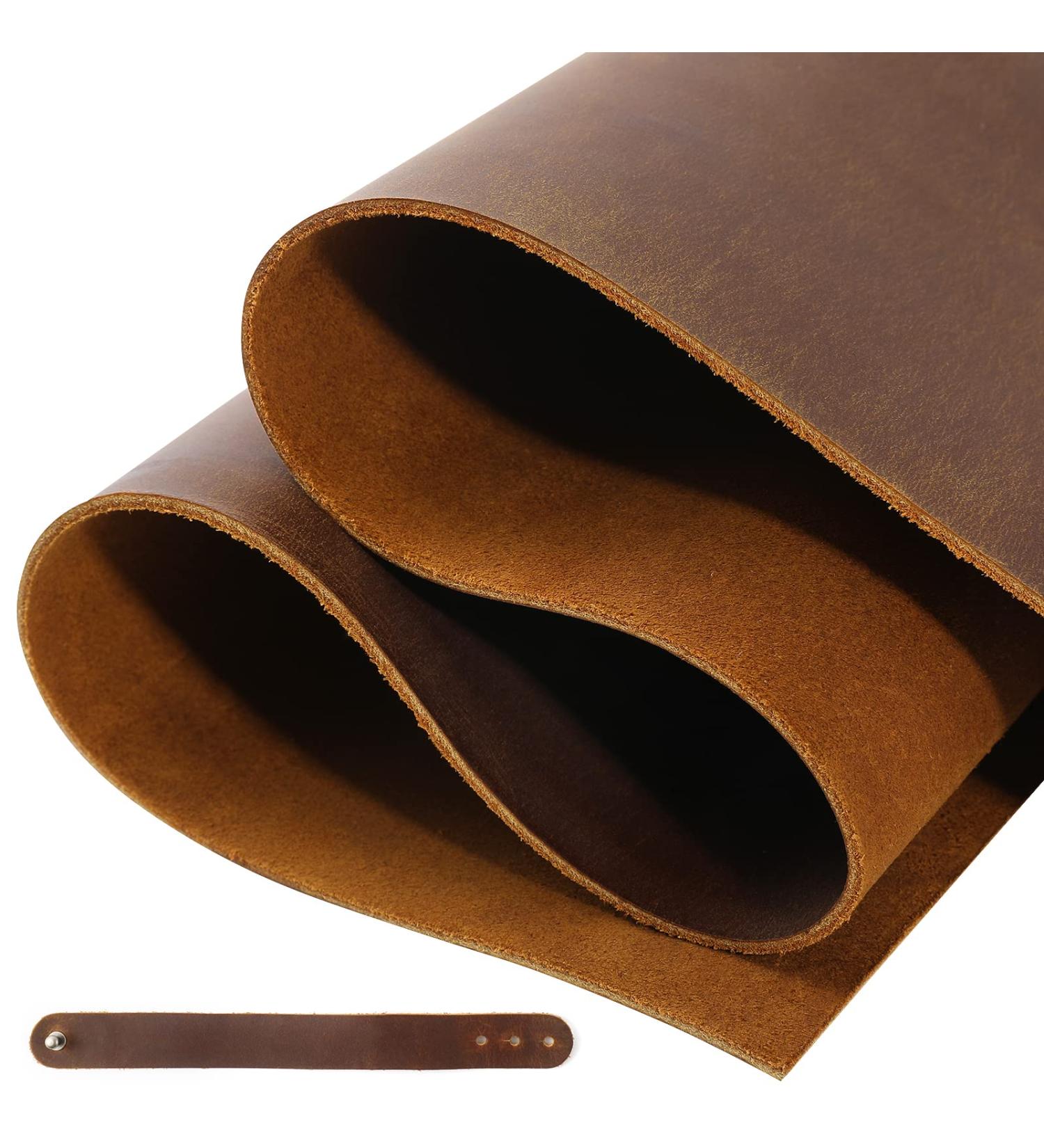 RingSun 12x24 Genuine Full Grain Leather Sheets for Crafts - 2mm Thick Cowhide Pieces in Dark Brown - Buy Online on GoSupps.com