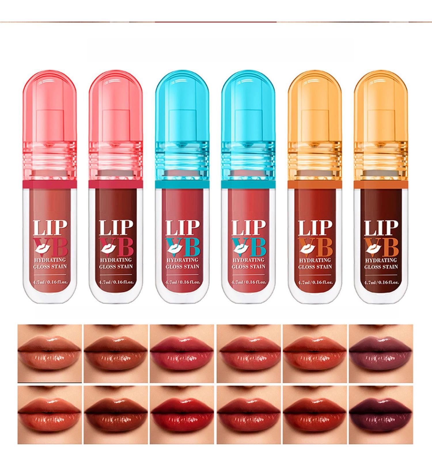 Lip Gloss | 4.7ml x 6 Bottles Tinted Lipstick Nourishing Non-Sticky Lipstick Makeup Set for Travel Going Out Wedding - Buy Online on GoSupps.com