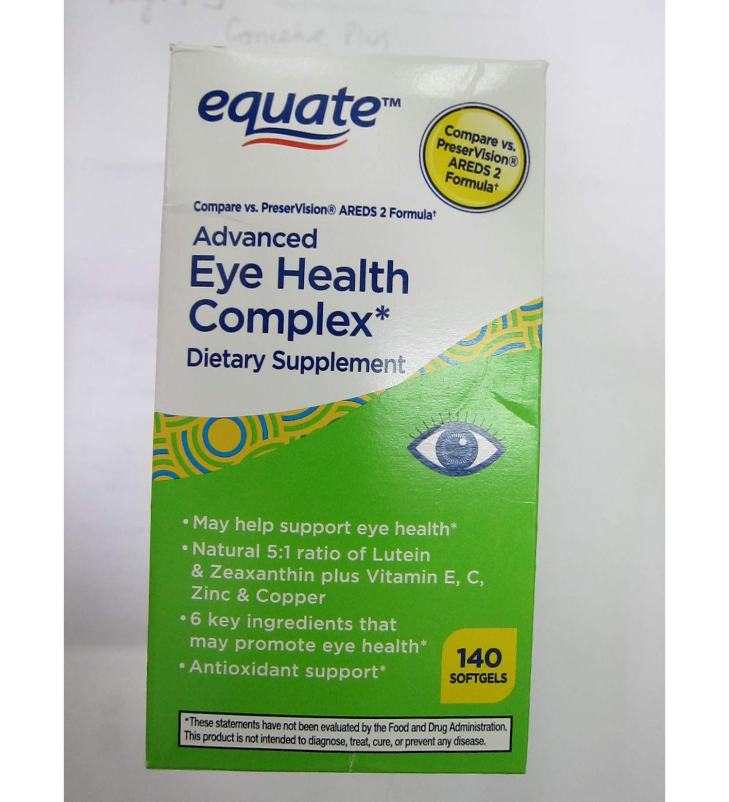 Equate Advanced Eye Health Complex 140 Softgels (Pack of 2)