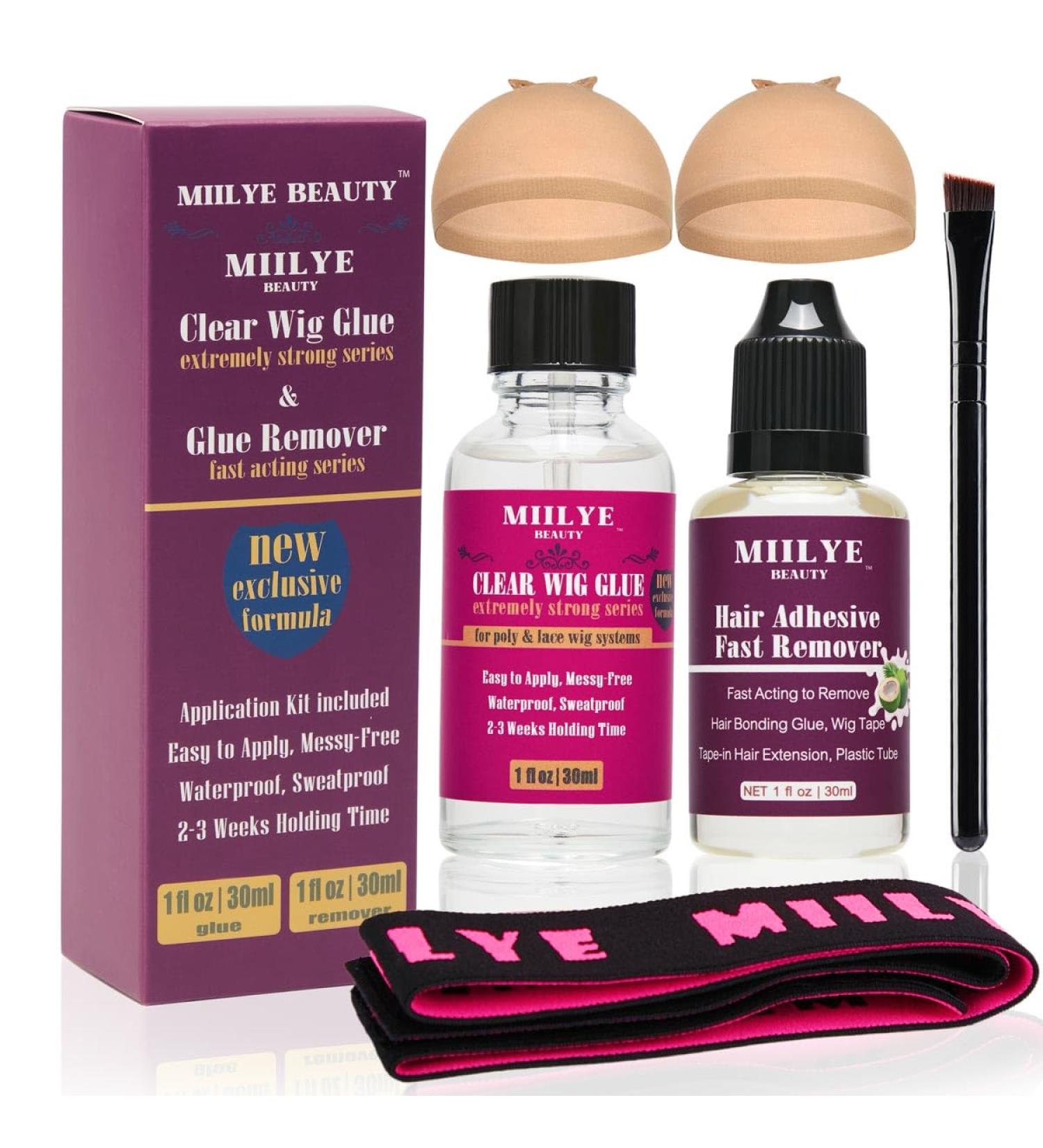Clear Wig Bond Glue 1oz - Waterproof Strong Hold Lace Glue & Wig Install Kit with Band & Caps | Swimming Safe - Buy Online on GoSupps.com