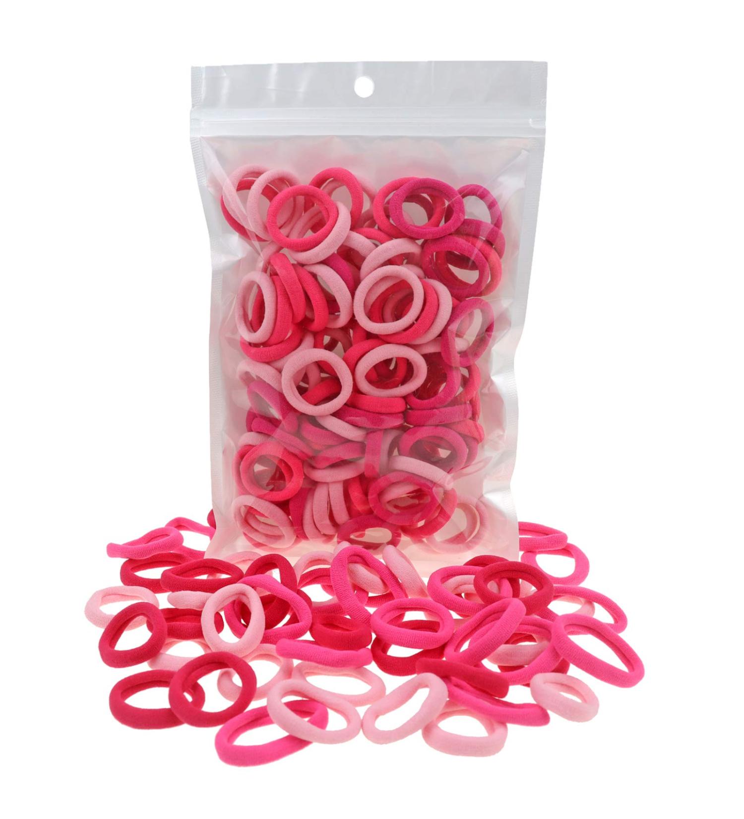 100 Pack Pink Nylon Hair Bands for Baby Girls - Small Hair Ropes in Pretty Pink Shade - Buy Online on GoSupps.com