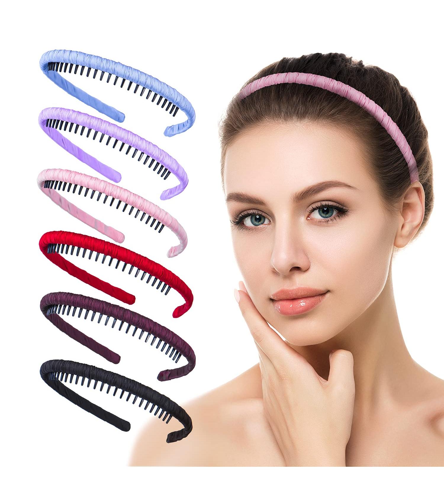 Solid Color Resin Headbands for Women and Girls - Non-Slip Hair Accessories (Pack of 6) - Buy Online on GoSupps.com