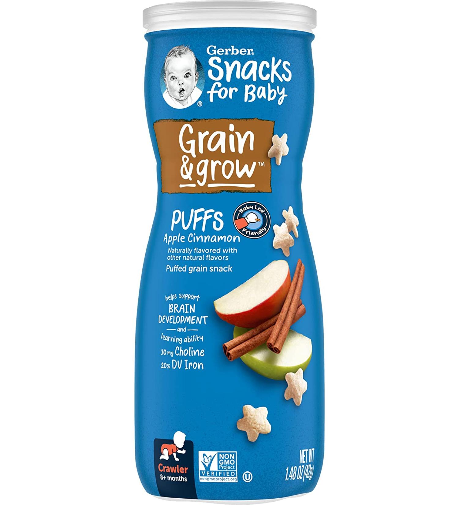 Gerber Puffs Cereal Snack - Apple Cinnamon Flavor for 8+ Months - 1.48 oz (42 g) - Buy Online on GoSupps.com