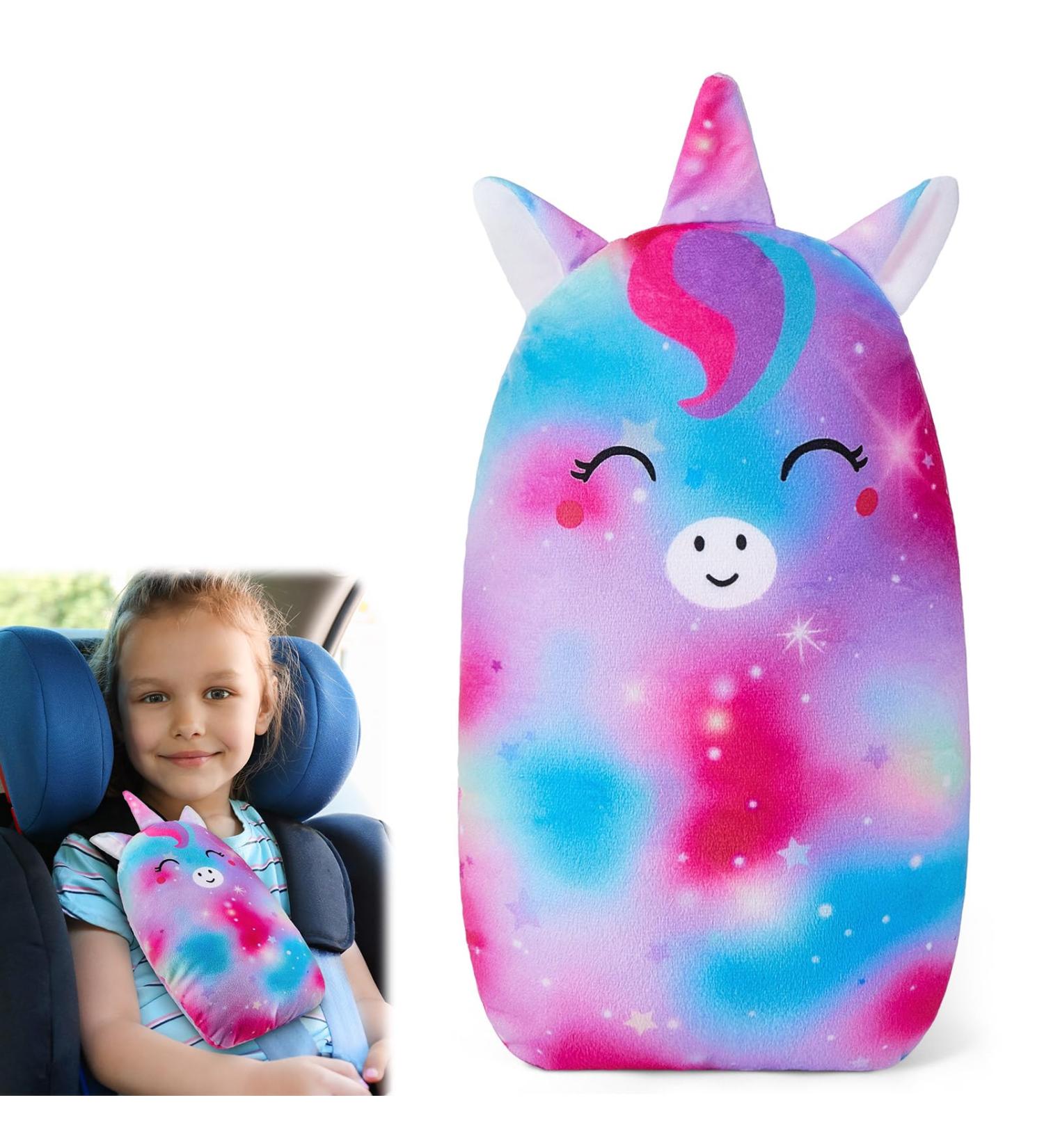 MHJY Cute Unicorn Seat Belt Pads for Kids - Comfortable Car Pillow Strap Cover for Toddlers - Purple Blue Head & Neck Support - Buy Online on GoSupps.com