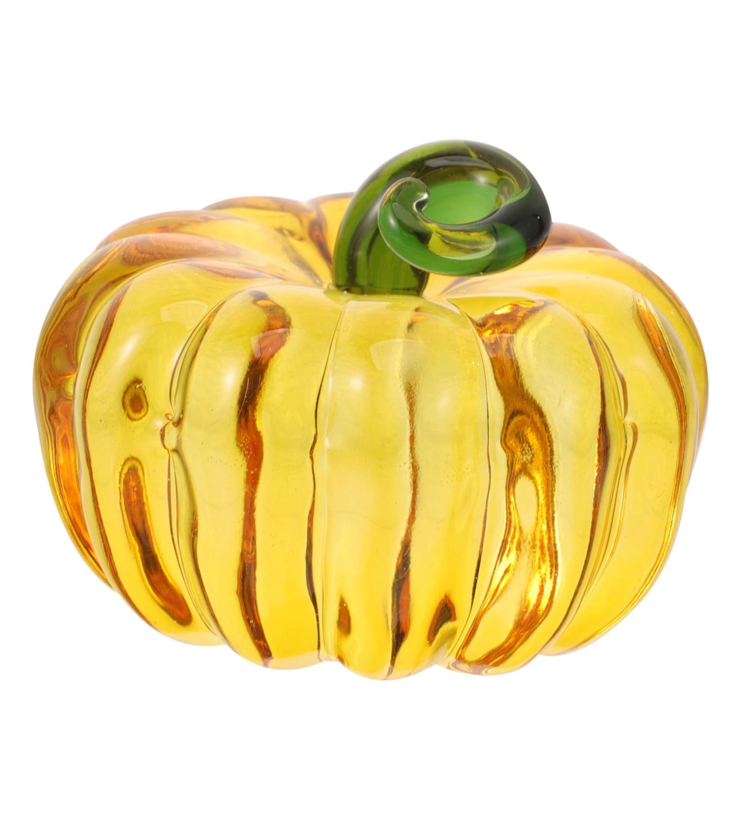 LIFKICH Simulation Glass Pumpkin Glass Crystal Pumpkin Crafts Desktop Home Decoration Photo Props 2pcs (yellow) Halloween Home Decor s Yellow Decor Party Favors Household Products Counter - Buy Online on GoSupps.com