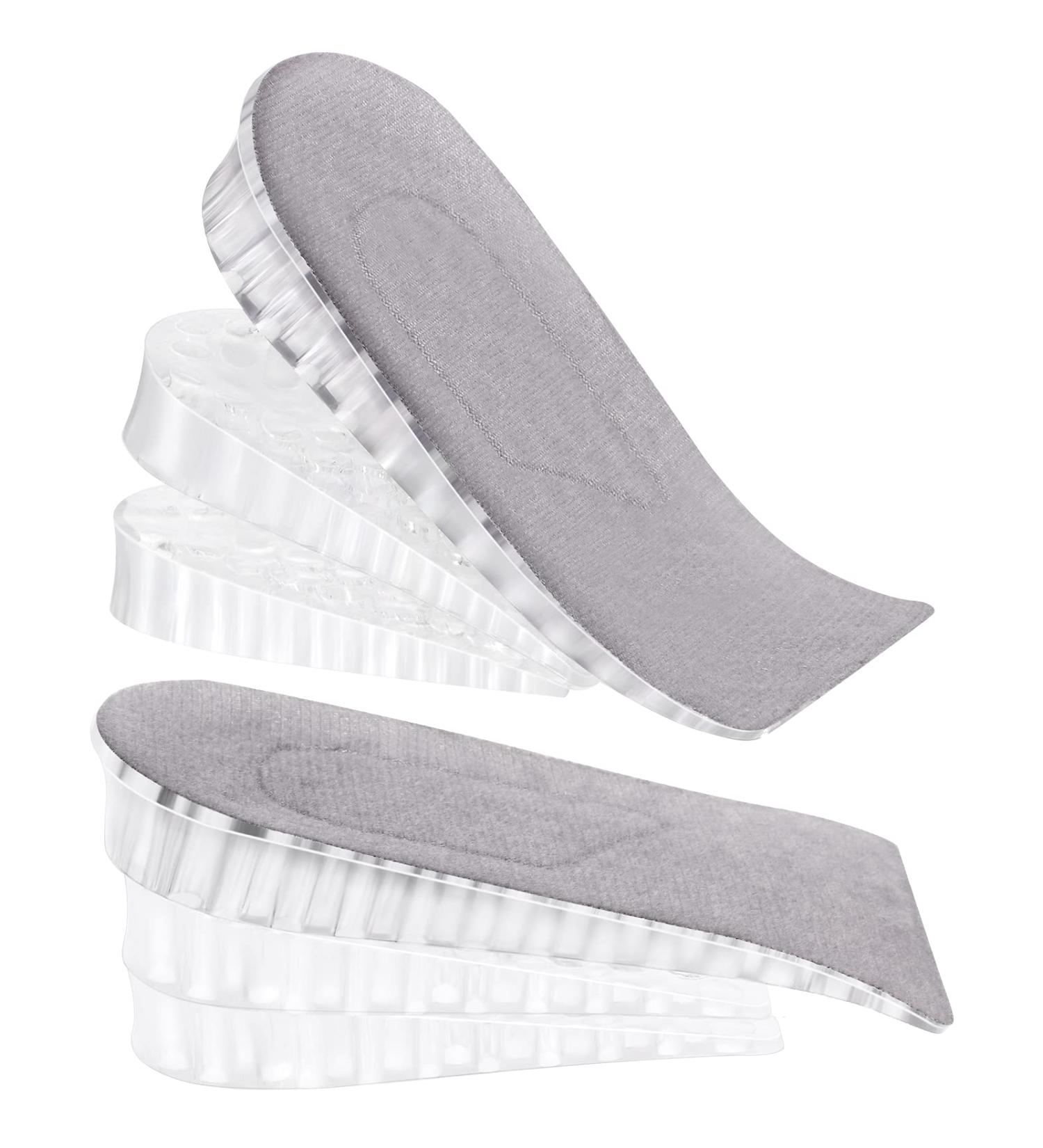 Invisible Height Increase Insoles - 2 Pairs Heel Lift Inserts with 3-Layer Support | Height-Adjustable Shoe Pads for Foot Cushioning - Gray - Buy Online on GoSupps.com